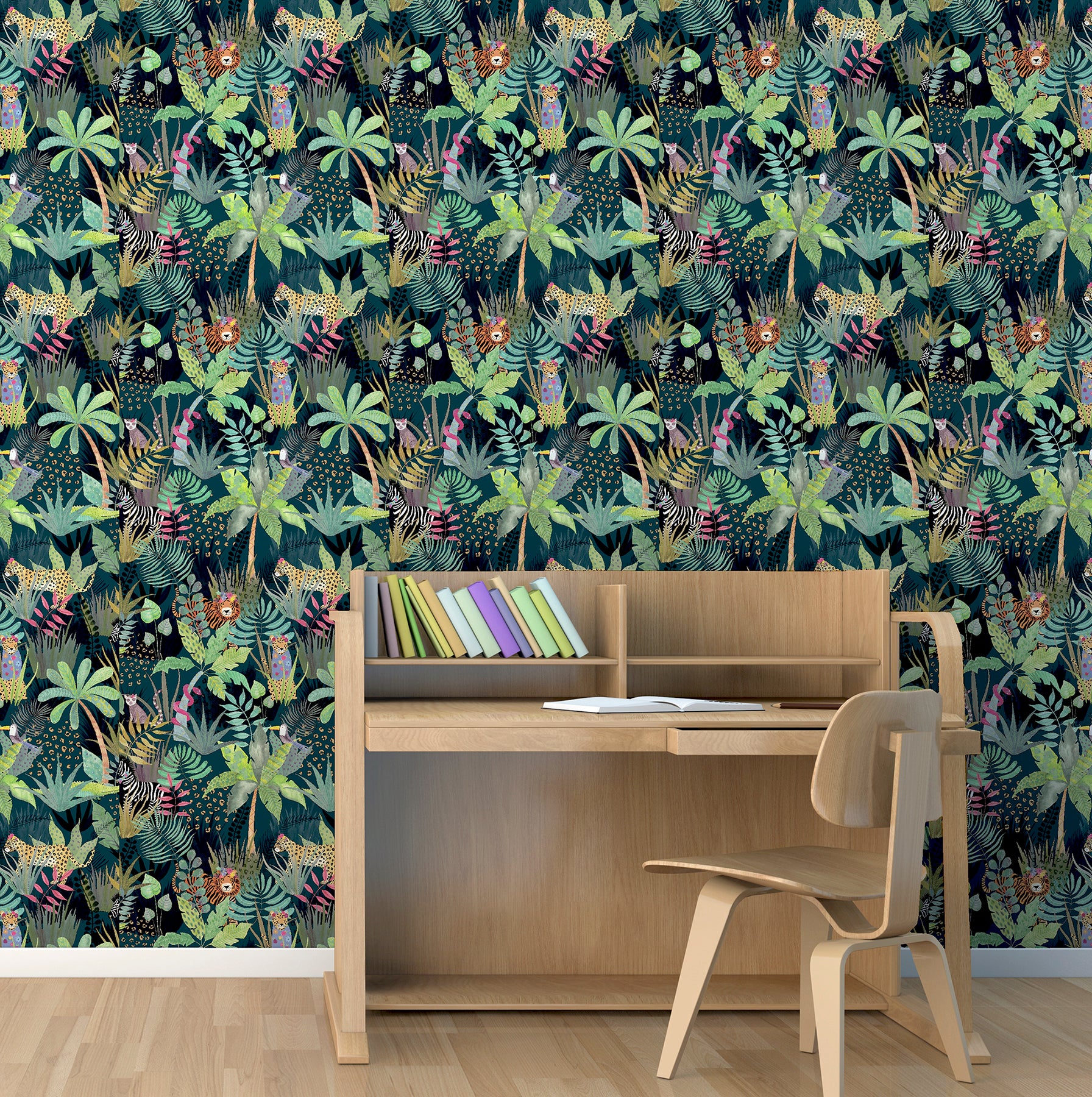 fonda-dark-green-jungle-party-wallpaper-york-wallcoverings-ah925308 - York Wallcoverings Wallpaper