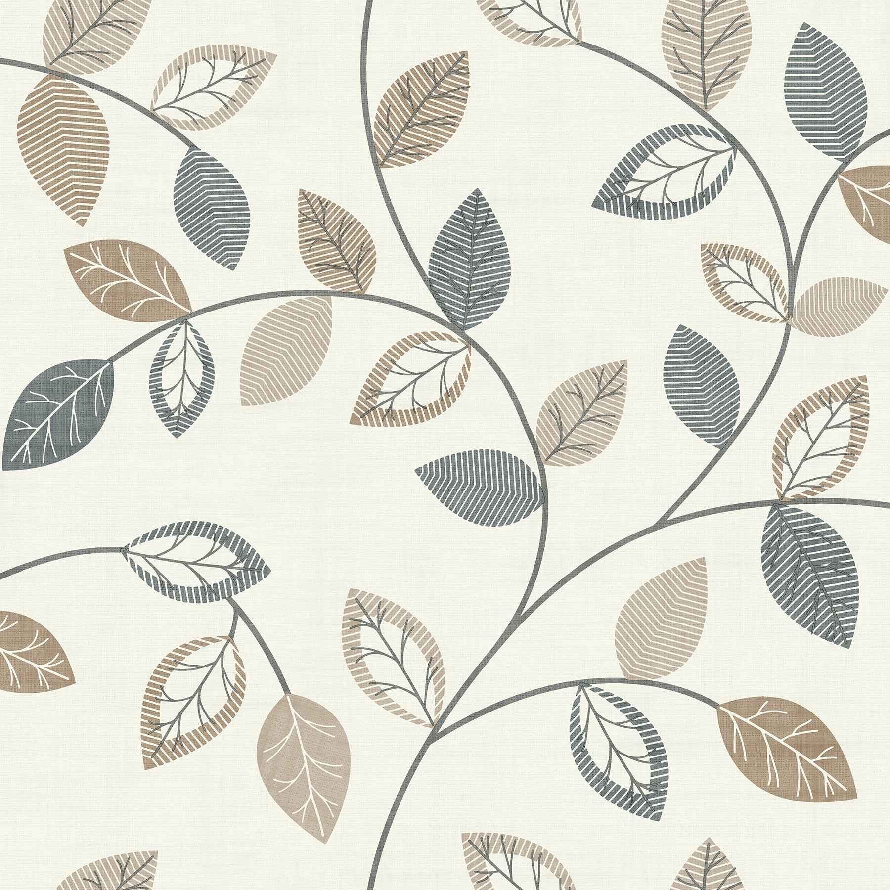 Sylvie Neutral Leaf Trail Wallpaper - York Wallcoverings - AH925405