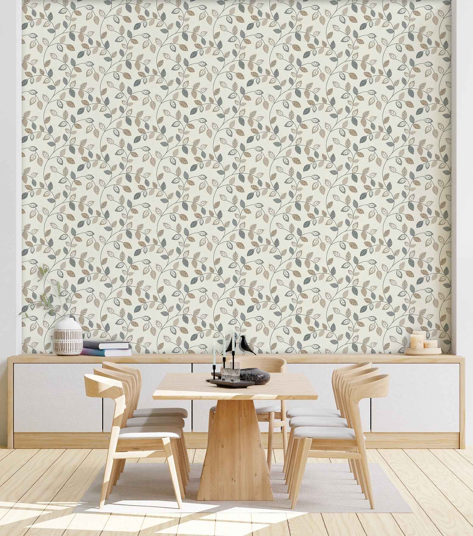 Sylvie Neutral Leaf Trail Wallpaper - York Wallcoverings - AH925405 - York Wallcoverings Wallpaper