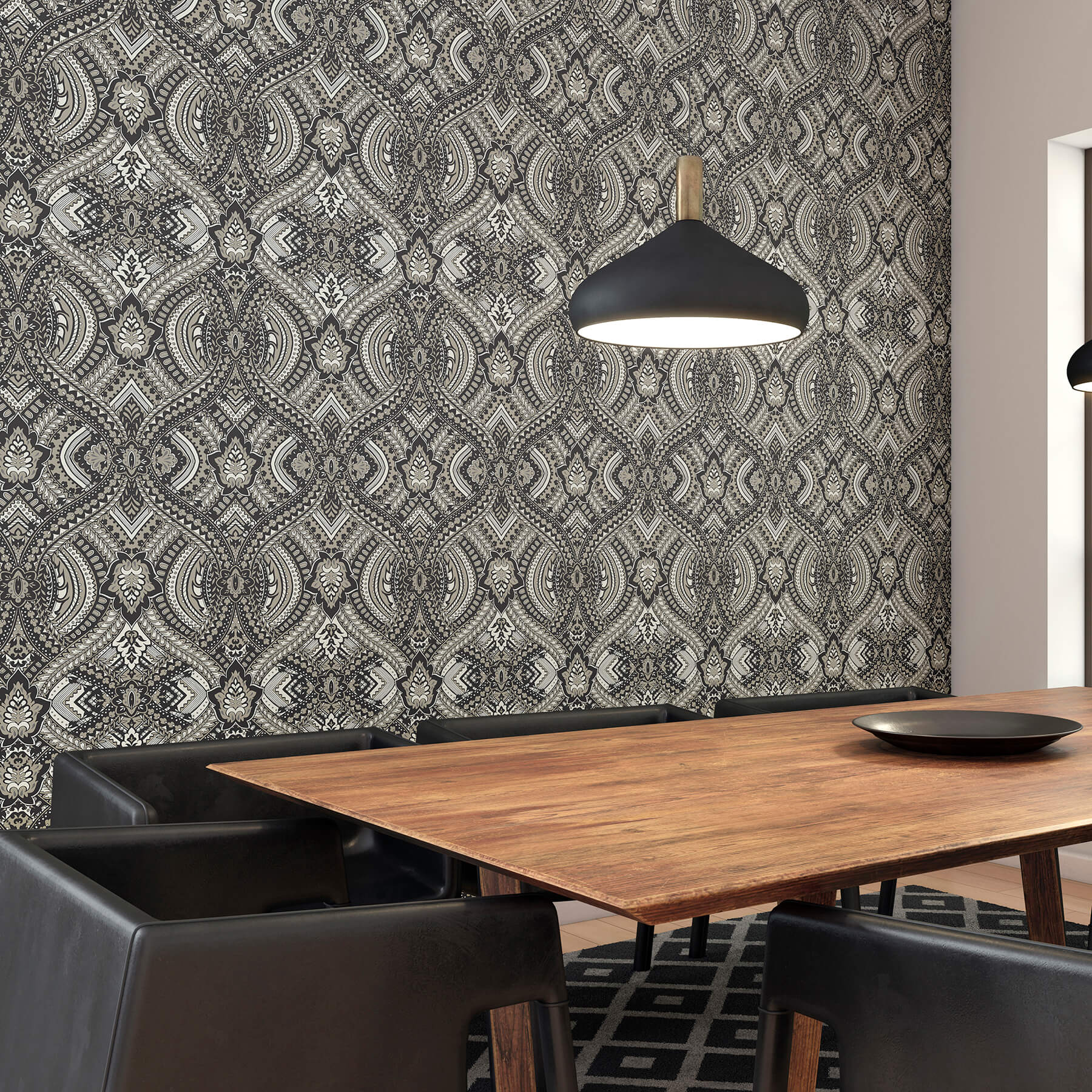ogee-black-peel-and-stick-wallpaper-york-wallcoverings-hwa1035pu - York Wallcoverings Wallpaper