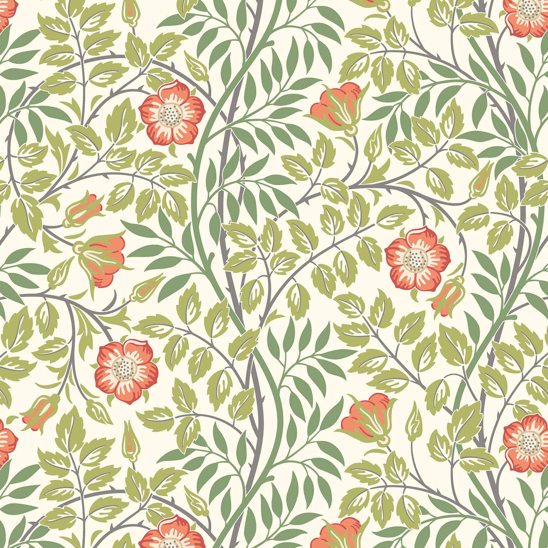 Rosehip Trail Coral Pink Peel and Stick Wallpaper - York Wallcoverings - HWA1098PU - York Wallcoverings Wallpaper