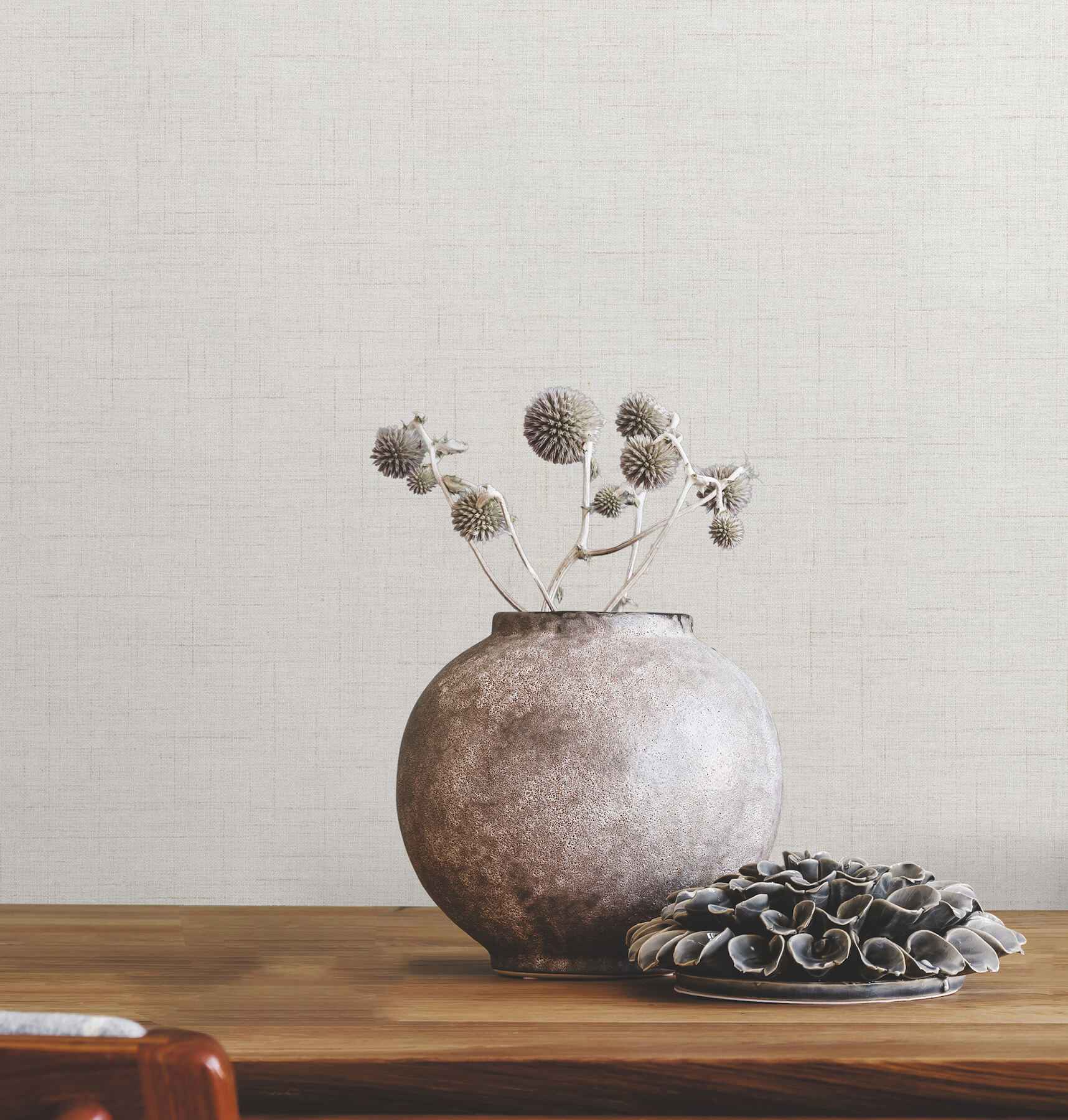 Leon Off-White Faux Fabric Wallpaper - York Wallcoverings - 4207-5416 - York Wallcoverings Wallpaper