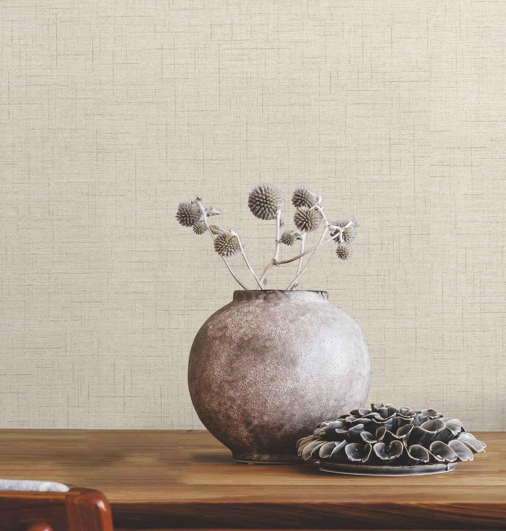 Leon Beige Faux Fabric Wallpaper - York Wallcoverings - 4207-5419 - York Wallcoverings Wallpaper