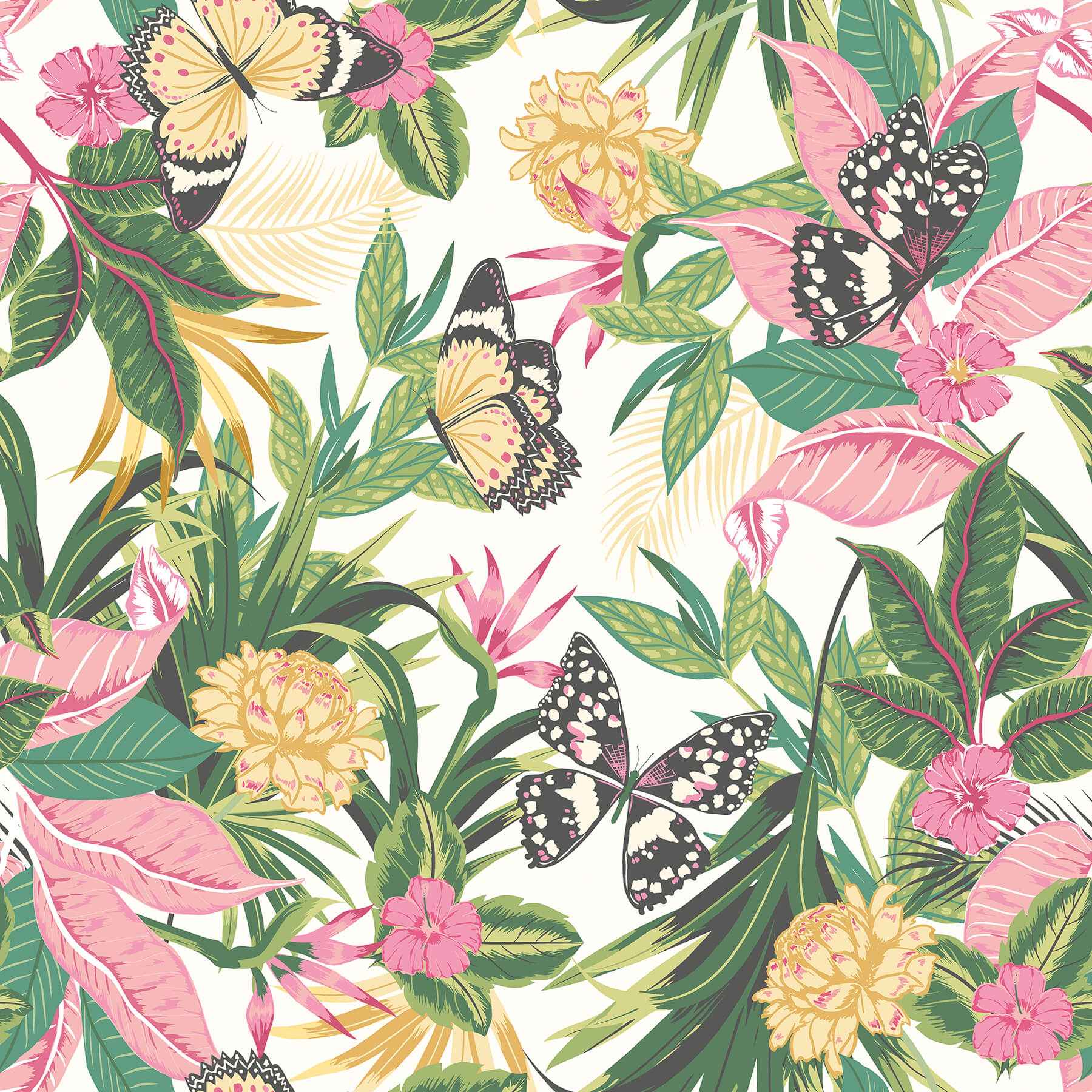 Paradise Flamingo Peel and Stick Wallpaper - York Wallcoverings - HWA1191PU - York Wallcoverings Wallpaper