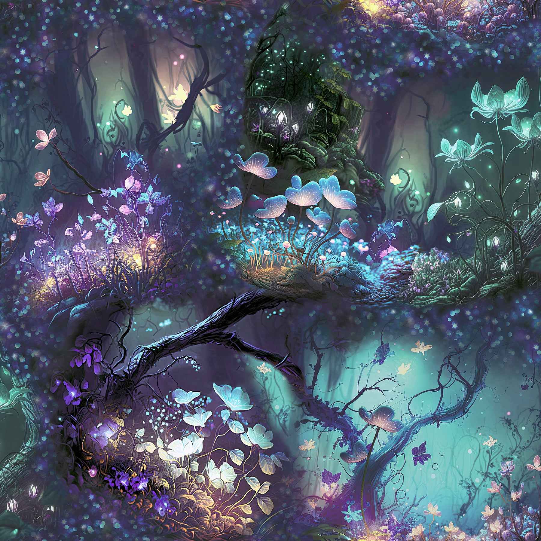 Oleda Dark Blue Magical Garden Wallpaper - York Wallcoverings - AH923804