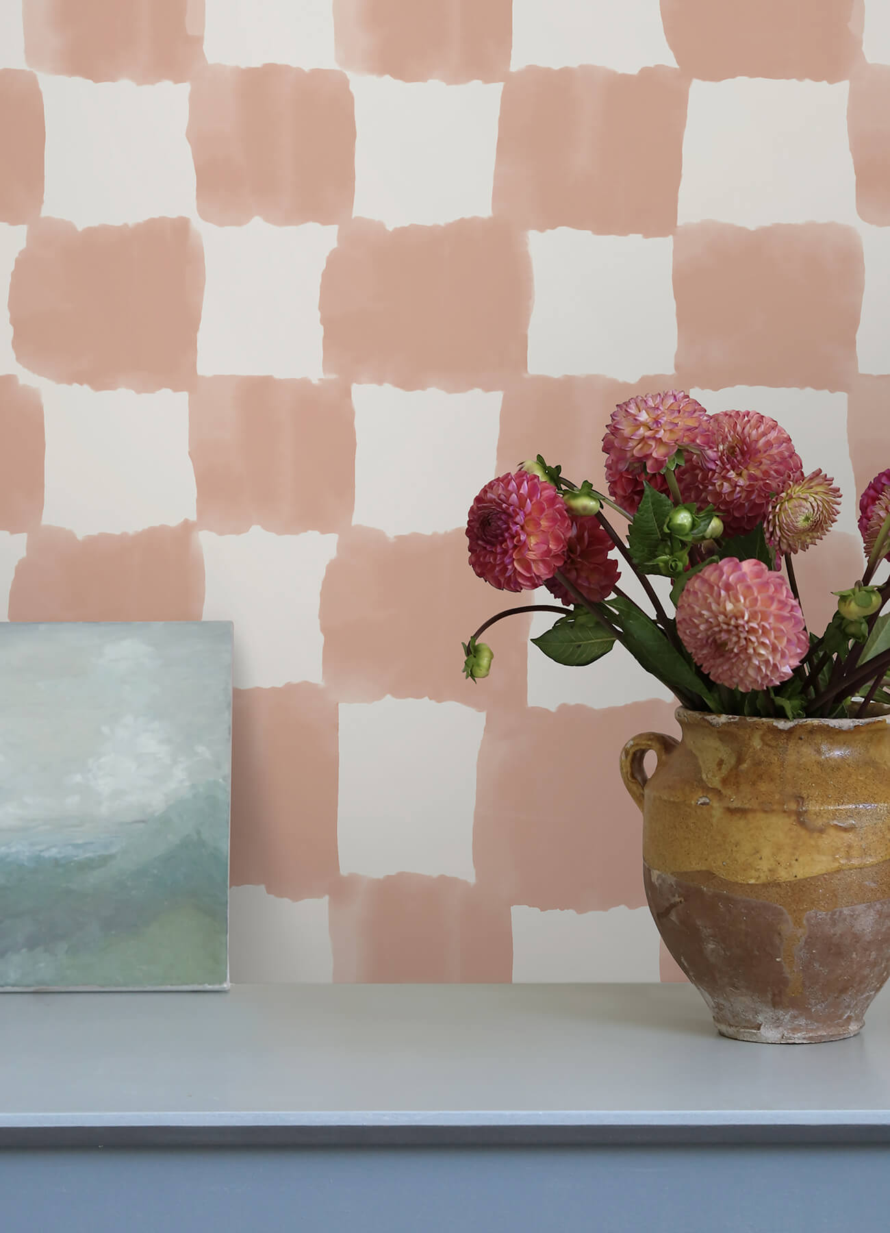 mr-kate-tess-watercolor-checker-terracotta-peel-and-stick-wallpaper-york-wallcoverings-rmws1315 - York Wallcoverings Wallpaper