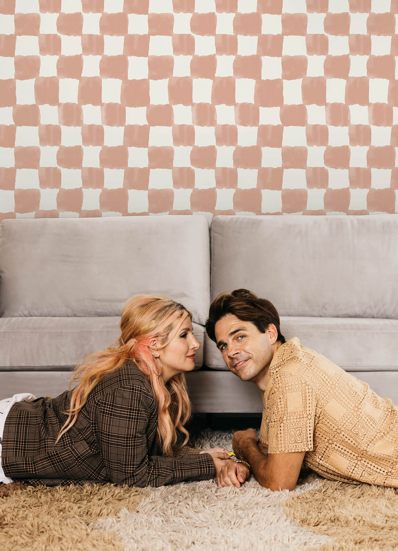 mr-kate-tess-watercolor-checker-terracotta-peel-and-stick-wallpaper-york-wallcoverings-rmws1315 - York Wallcoverings Wallpaper
