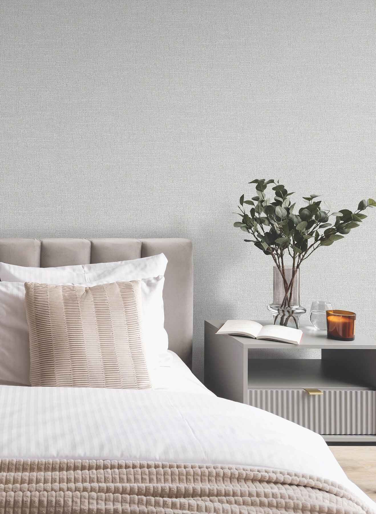 Highland Tweed Grey Faux Fabric Wallpaper - York Wallcoverings - MA34911