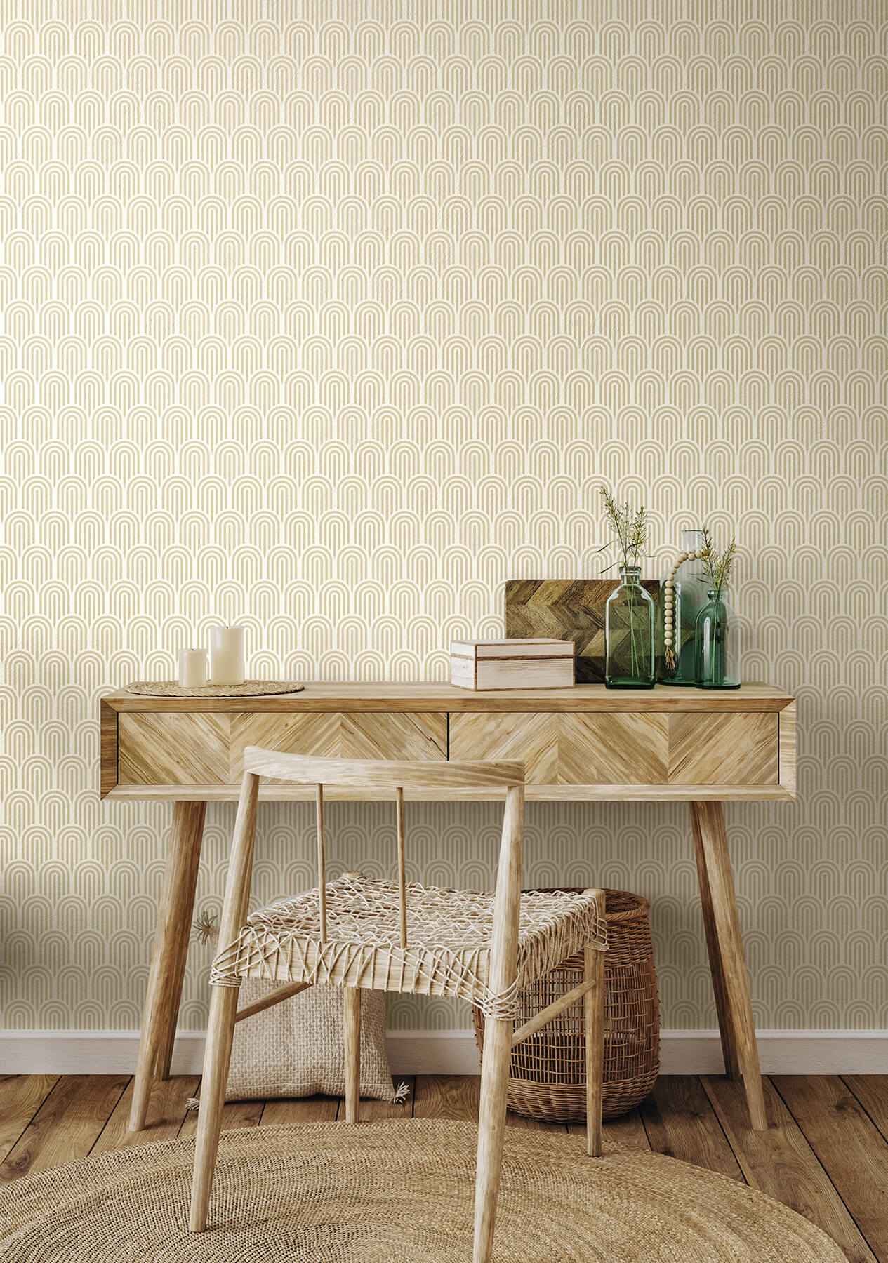 Retro Arch Cream Peel & Stick Wallpaper - York Wallcoverings - HWA1066PU - York Wallcoverings Wallpaper