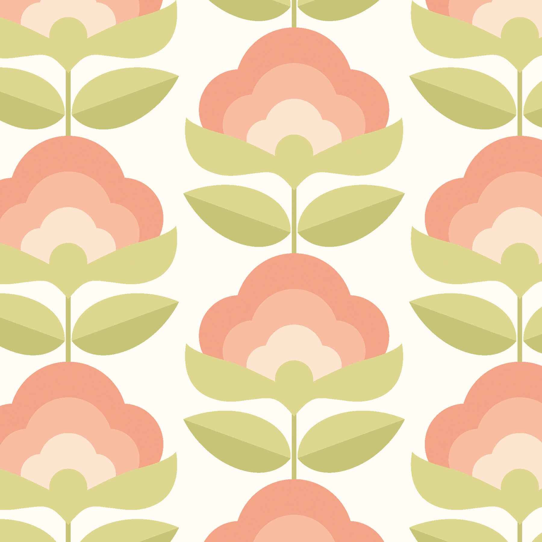 Retro Flower Apricot Mix Peel and Stick Wallpaper - York Wallcoverings - HWA1169PU - York Wallcoverings Wallpaper