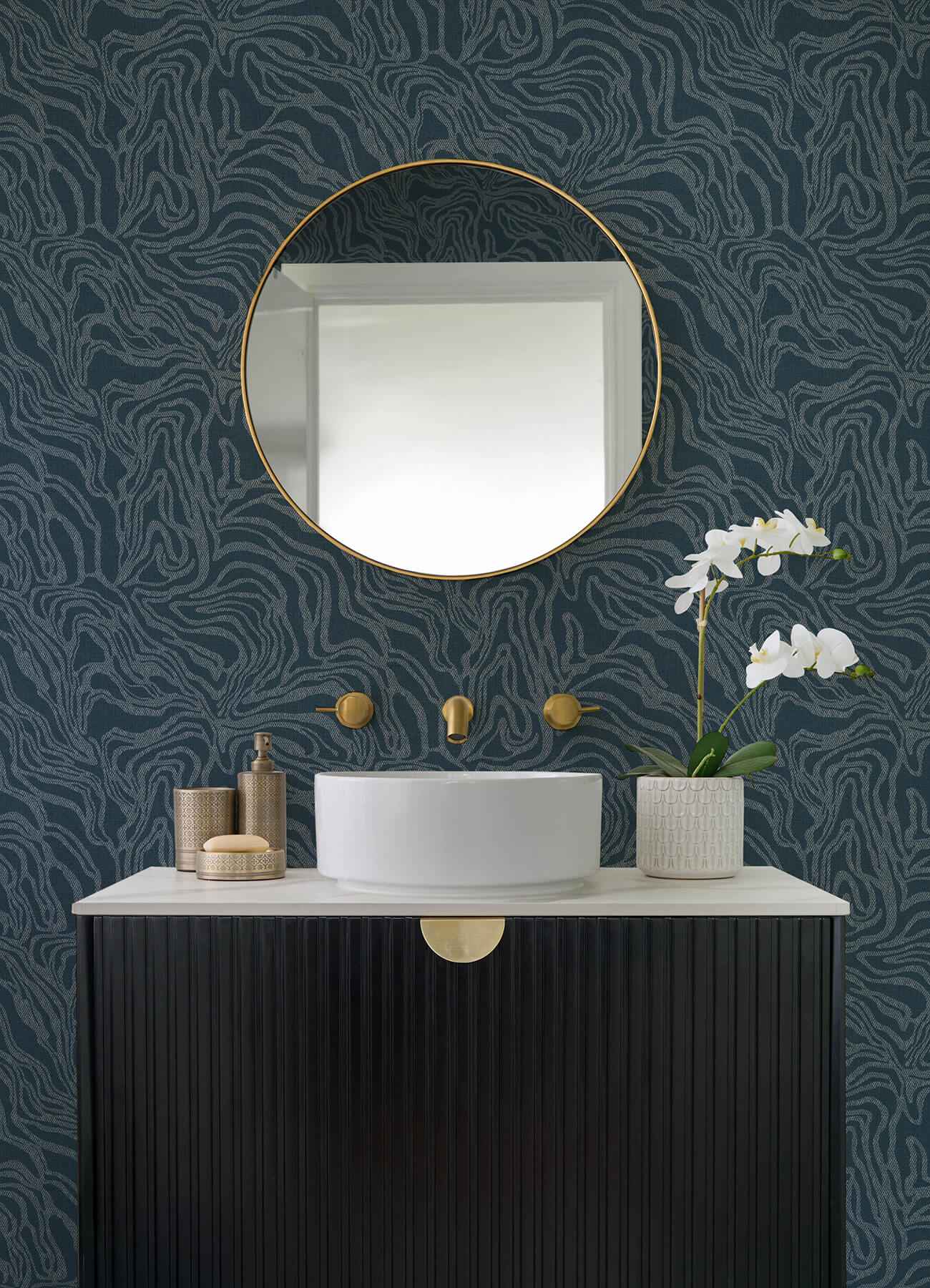 Massar Teal Modern Marbled Wallpaper - York Wallcoverings - 4177-27707