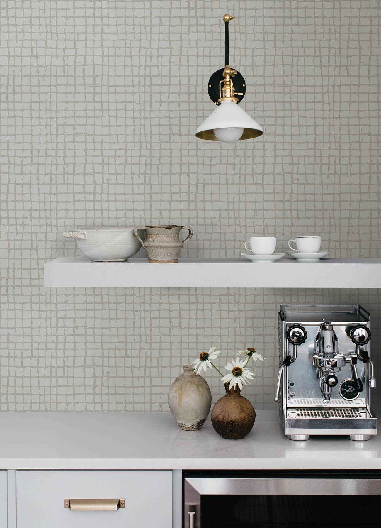 Albin Beige Gridline Wallpaper - York Wallcoverings - 4177-27716
