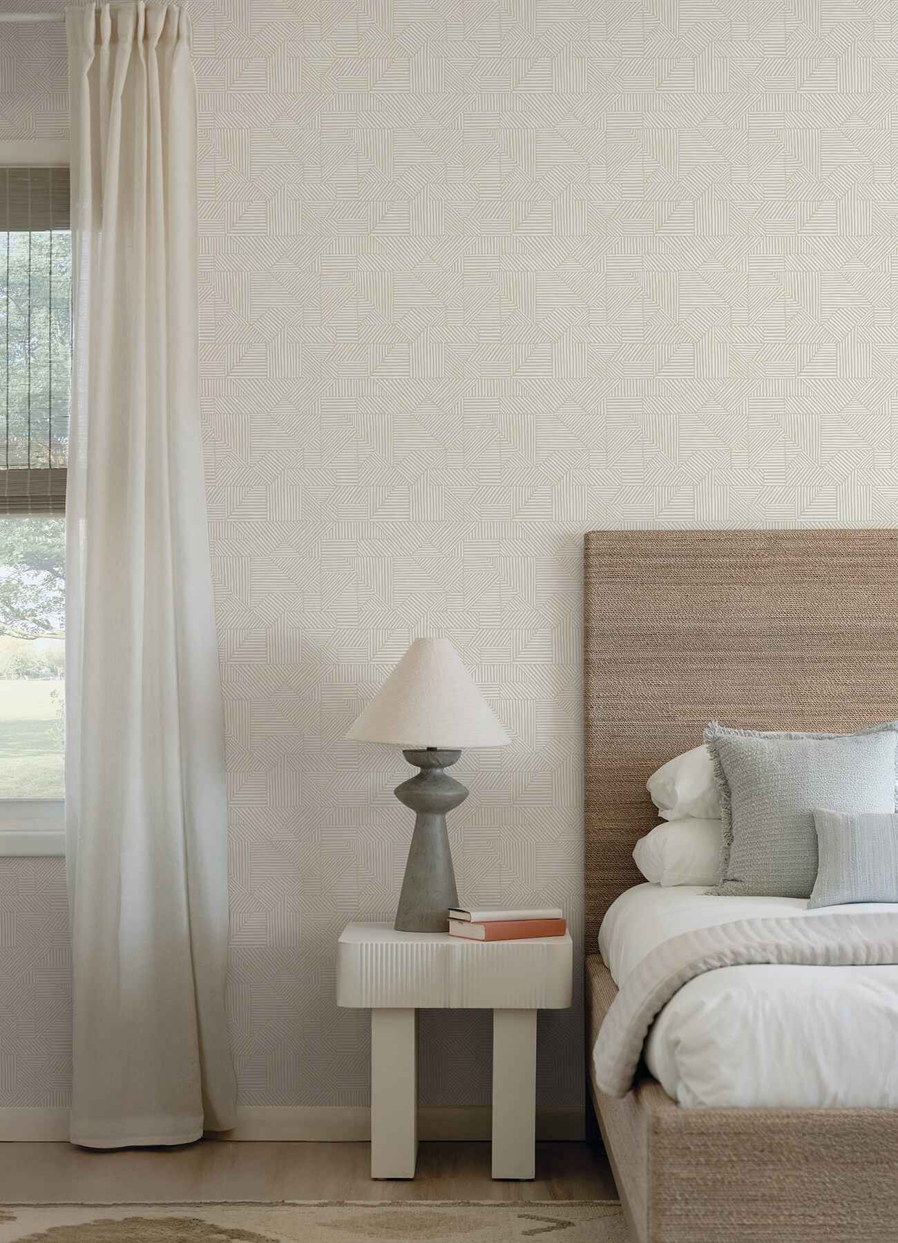 Crescendo Silver Block Geometric Wallpaper - York Wallcoverings - 4177-83300