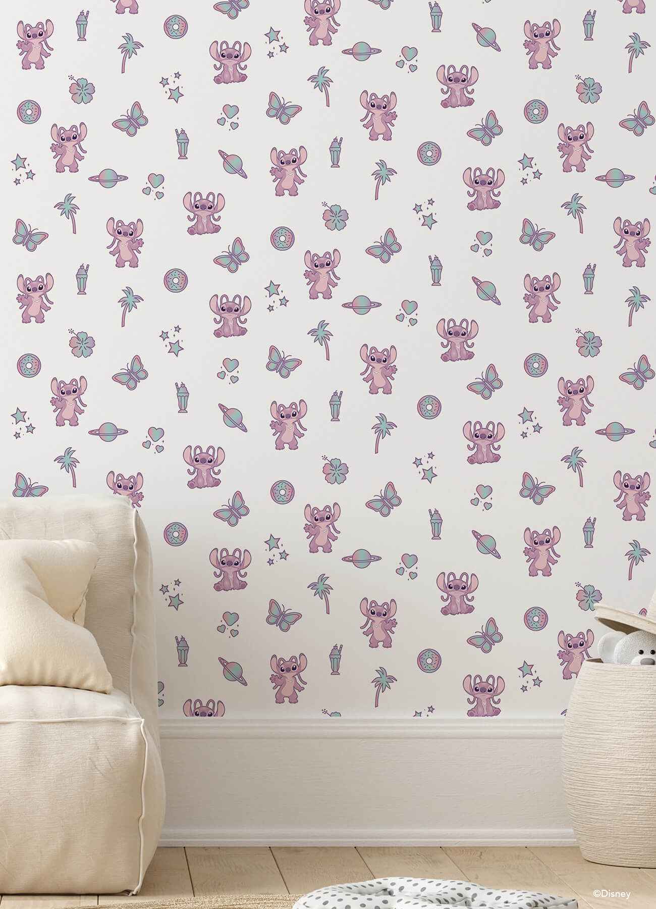 Disney Lilo & Stitch Angel Pink Peel an - York Wallcoverings - RMWS1347 - York Wallcoverings Wallpaper