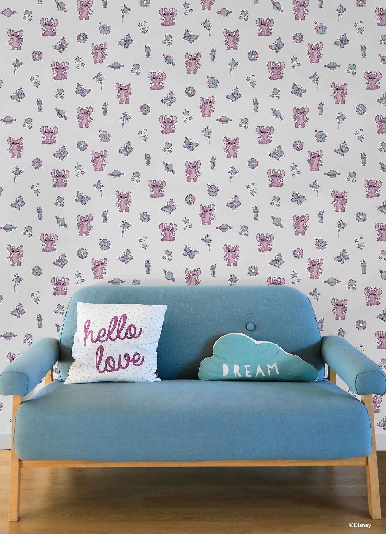 Disney Lilo & Stitch Angel Pink Peel an - York Wallcoverings - RMWS1347 - York Wallcoverings Wallpaper