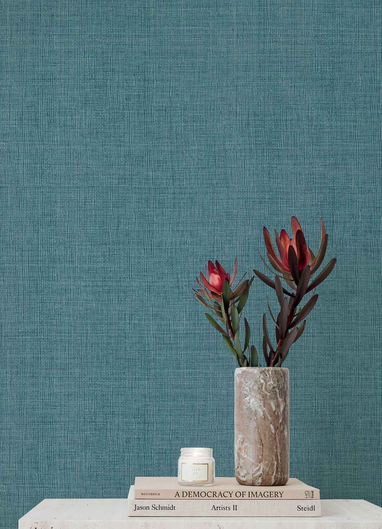 Alba Turquoise Open Weave Wallpaper - York Wallcoverings - 4193-7412