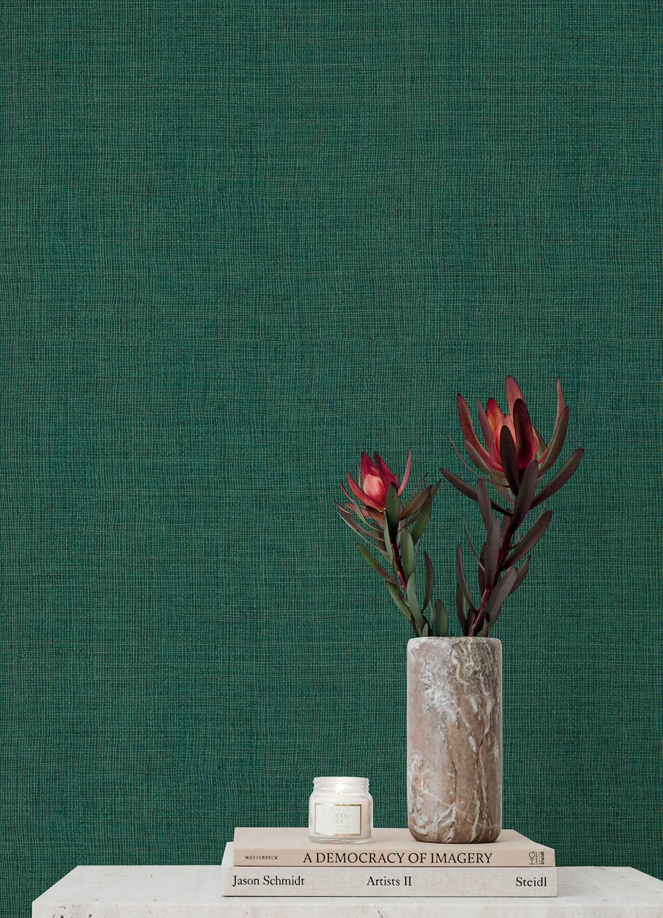 Alba Evergreen Open Weave Wallpaper - York Wallcoverings - 4193-7413