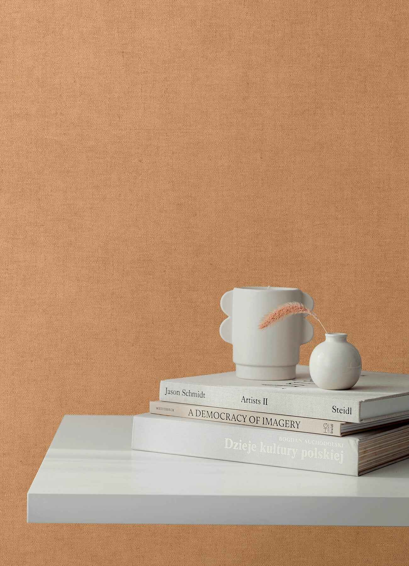 Nuovo Apricot Faux Linen Wallpaper - York Wallcoverings - 4193-7425