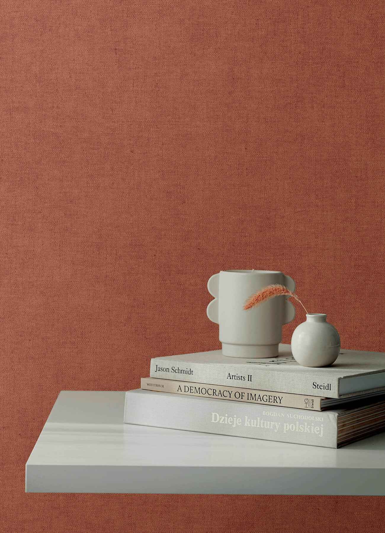 Nuovo Rust Faux Linen Wallpaper - York Wallcoverings - 4193-7429