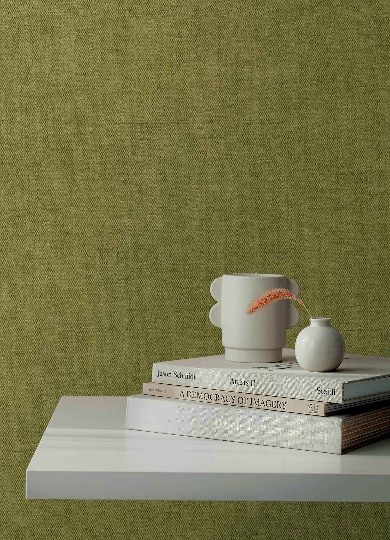 Nuovo Chartreuse Faux Linen Wallpaper - York Wallcoverings - 4193-7430