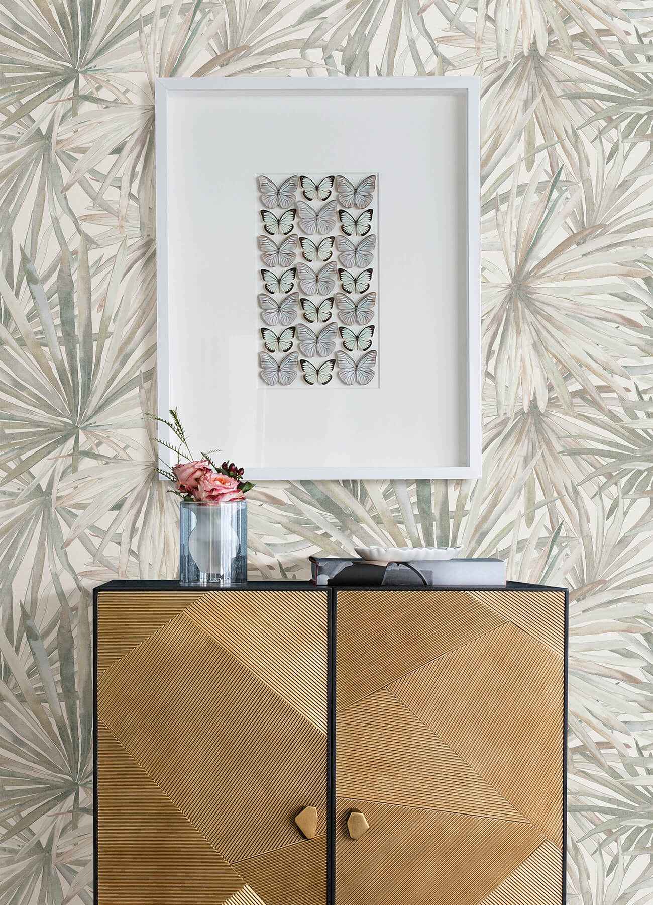 Corifa Cream Palm Leaf Wallpaper - York Wallcoverings - 4193-7450 - York Wallcoverings Wallpaper