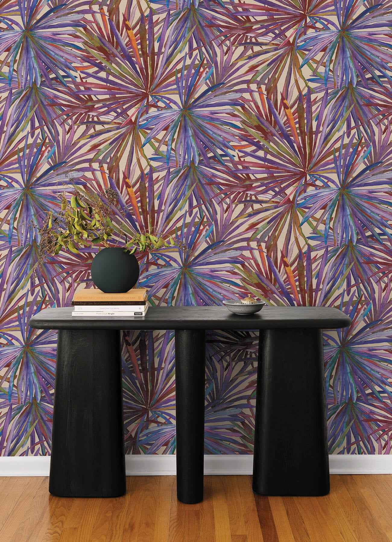 Corifa Purple Palm Leaf Wallpaper - York Wallcoverings - 4193-7452