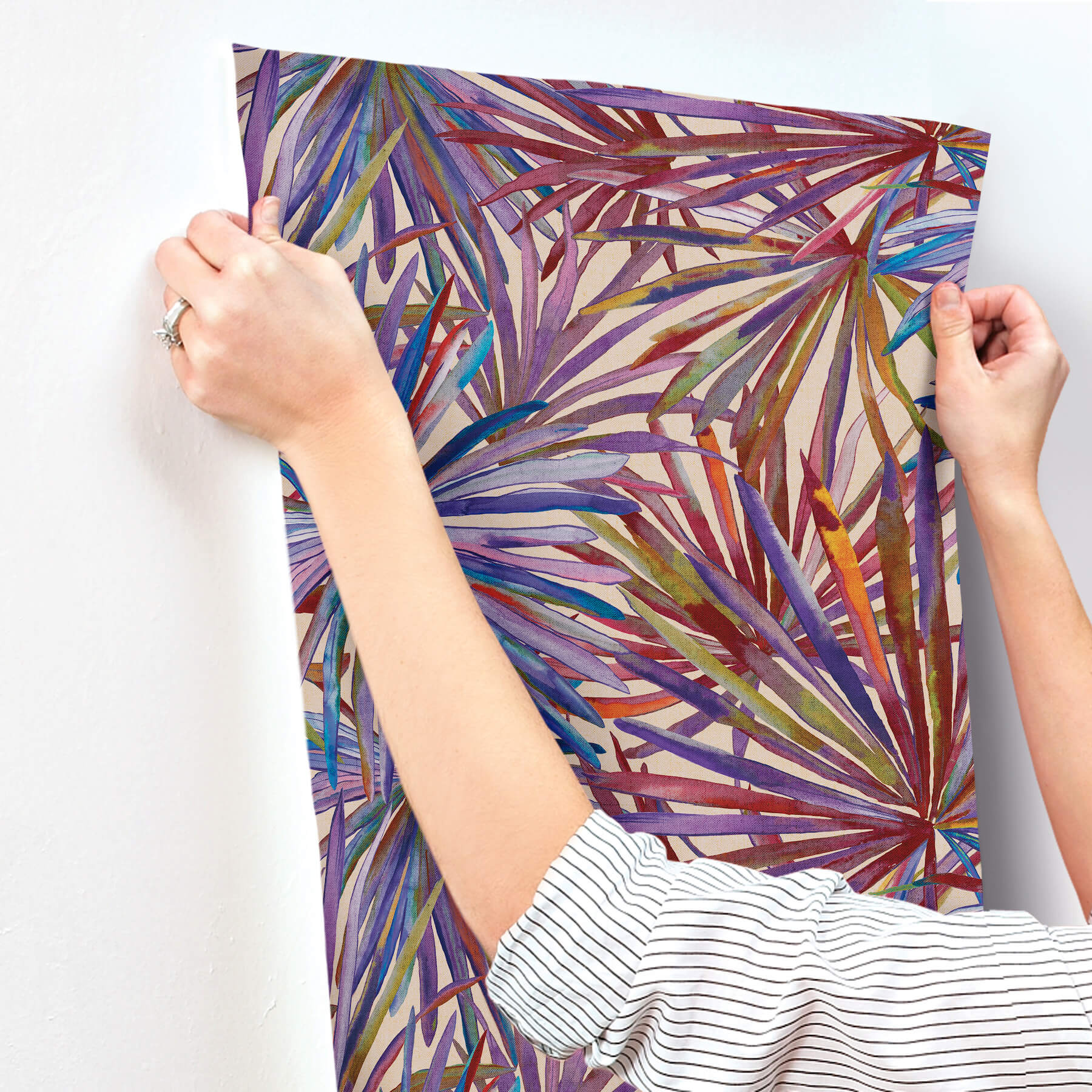 corifa-purple-palm-leaf-wallpaper-york-wallcoverings-4193-7452 - York Wallcoverings Wallpaper