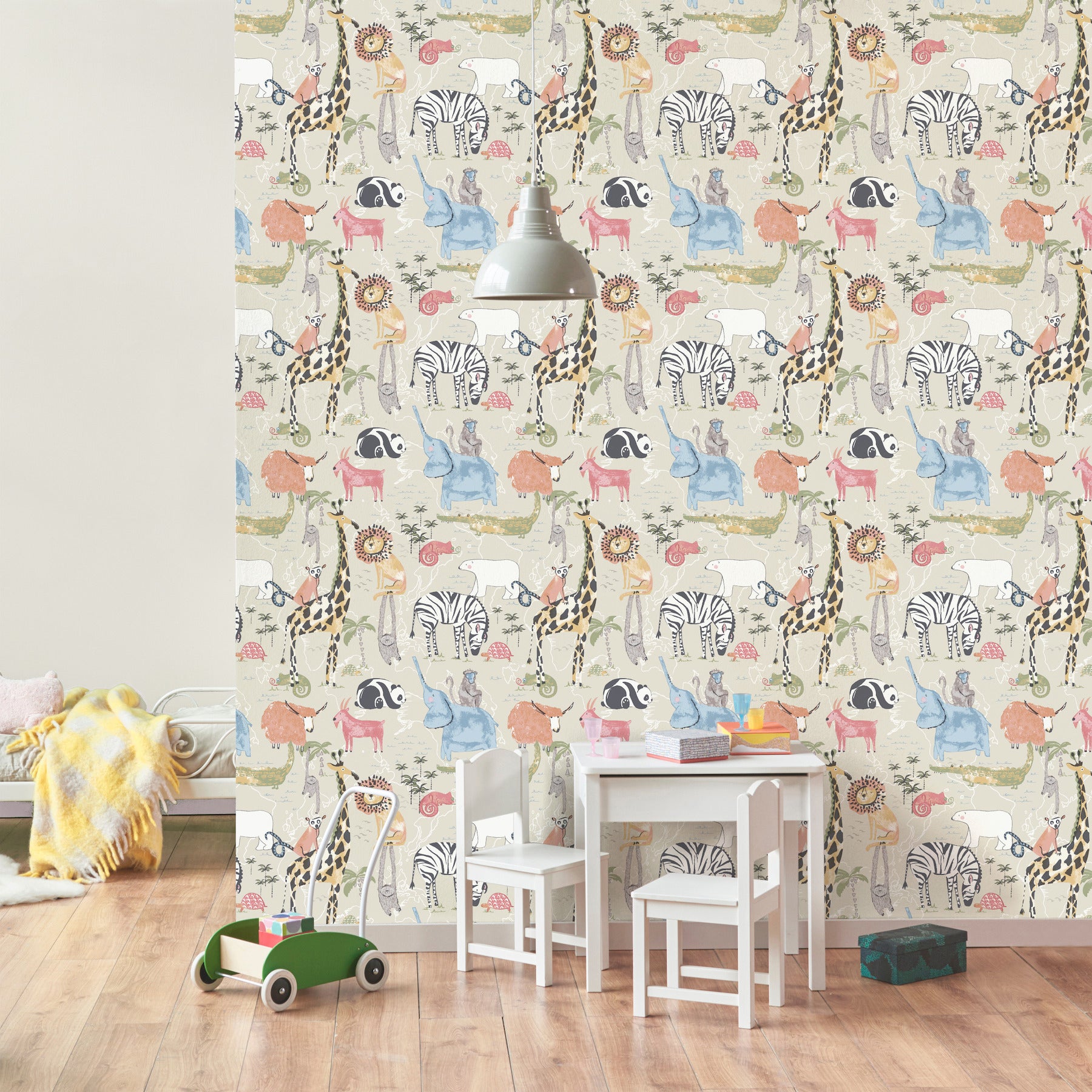 safari-animals-beige-jungle-friends-wallpaper-york-wallcoverings-4203-27540 - York Wallpaper Wallpaper
