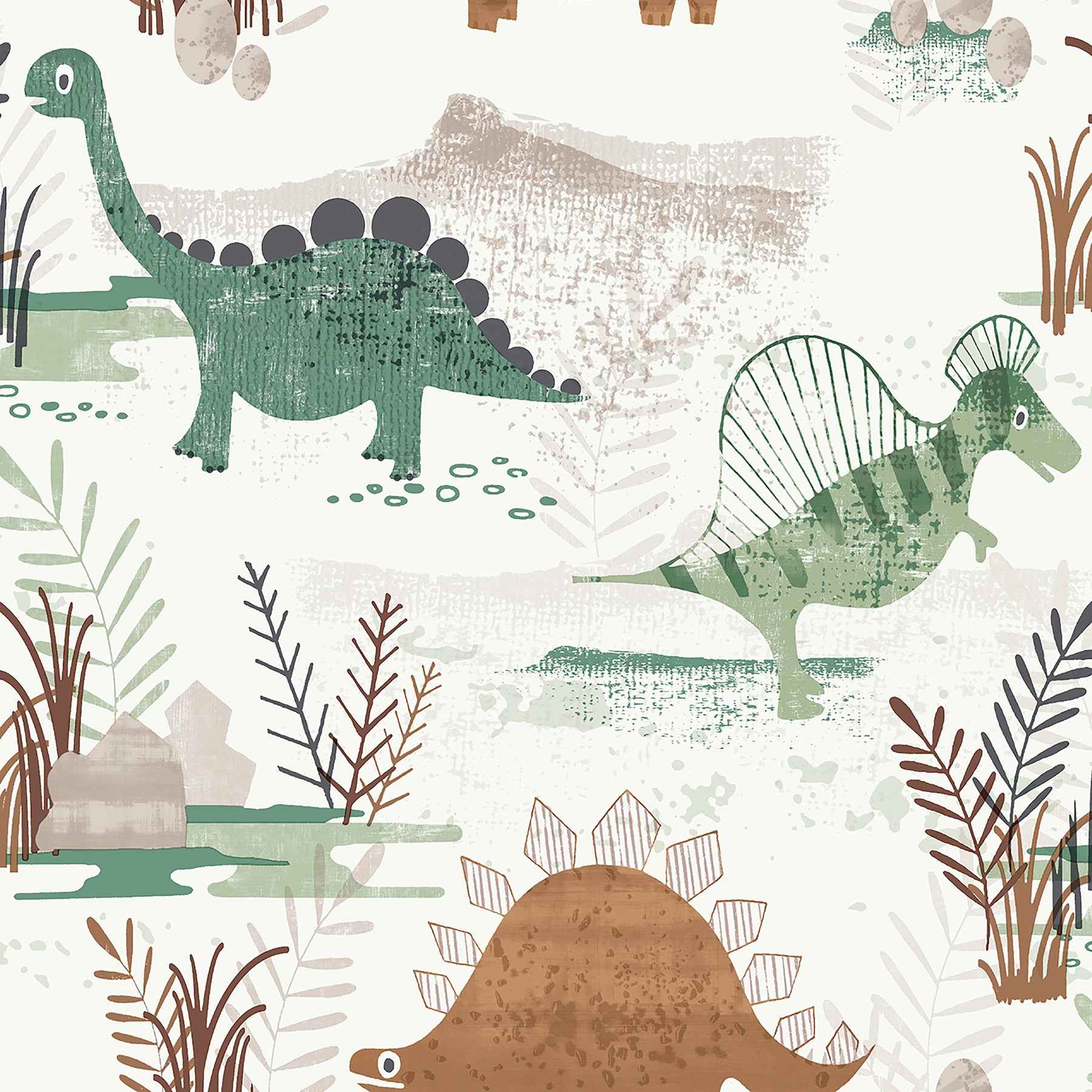 Prehistoric Dino Green Whimsical Wallpaper - York Wallcoverings - 4203-27544 - York Wallcoverings Wallpaper