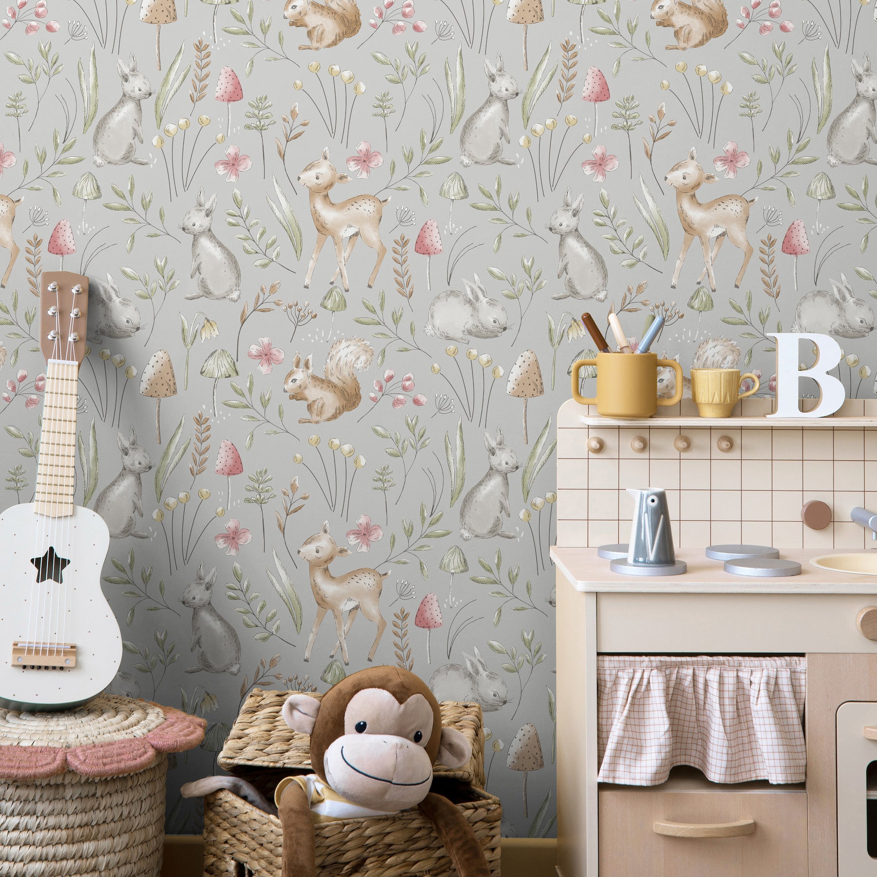 forest-animals-grey-whimsical-wallpaper-york-wallcoverings-4203-27546 - York Wallpaper Wallpaper