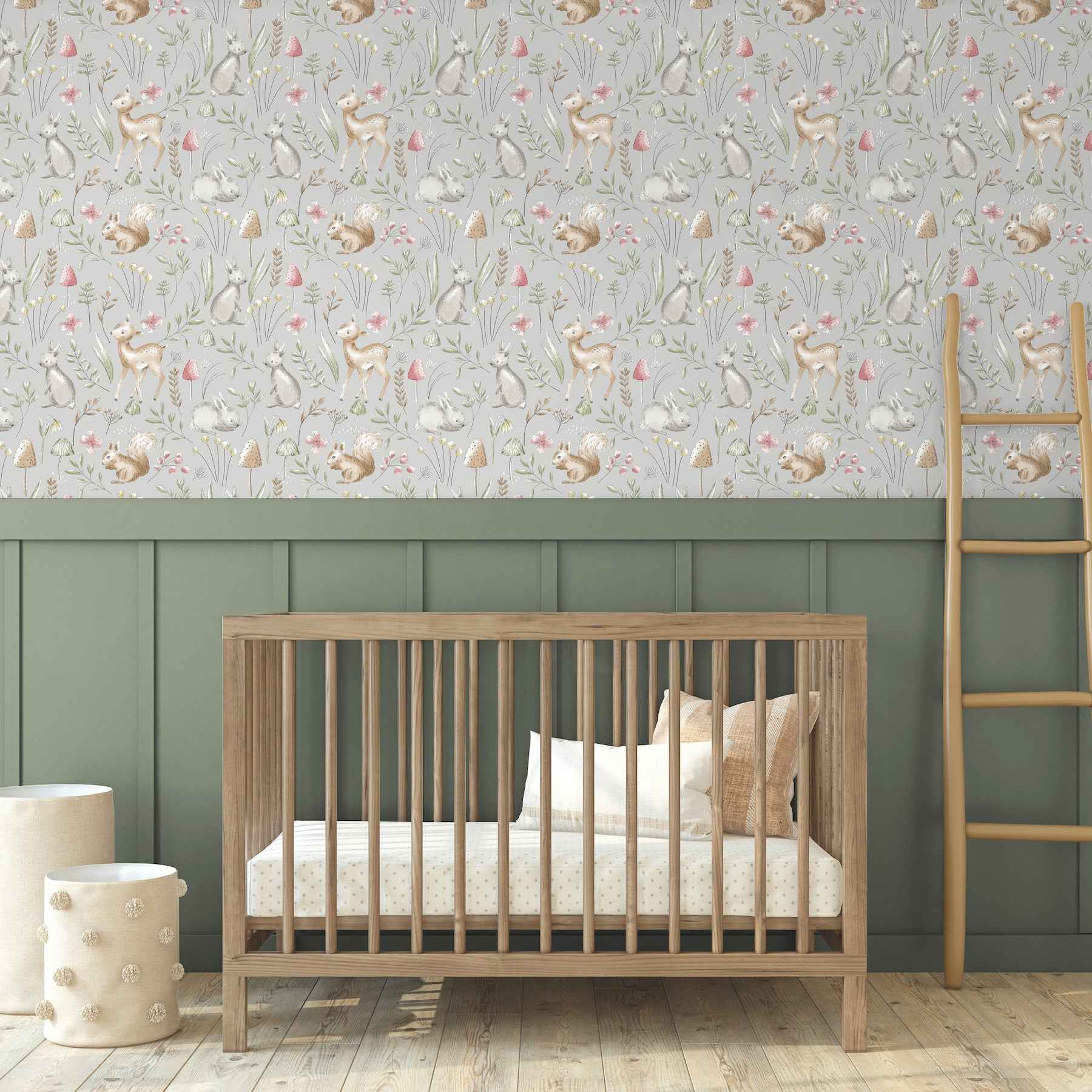 Forest Animals Grey Whimsical Wallpaper - York Wallcoverings - 4203-27546 - York Wallcoverings Wallpaper