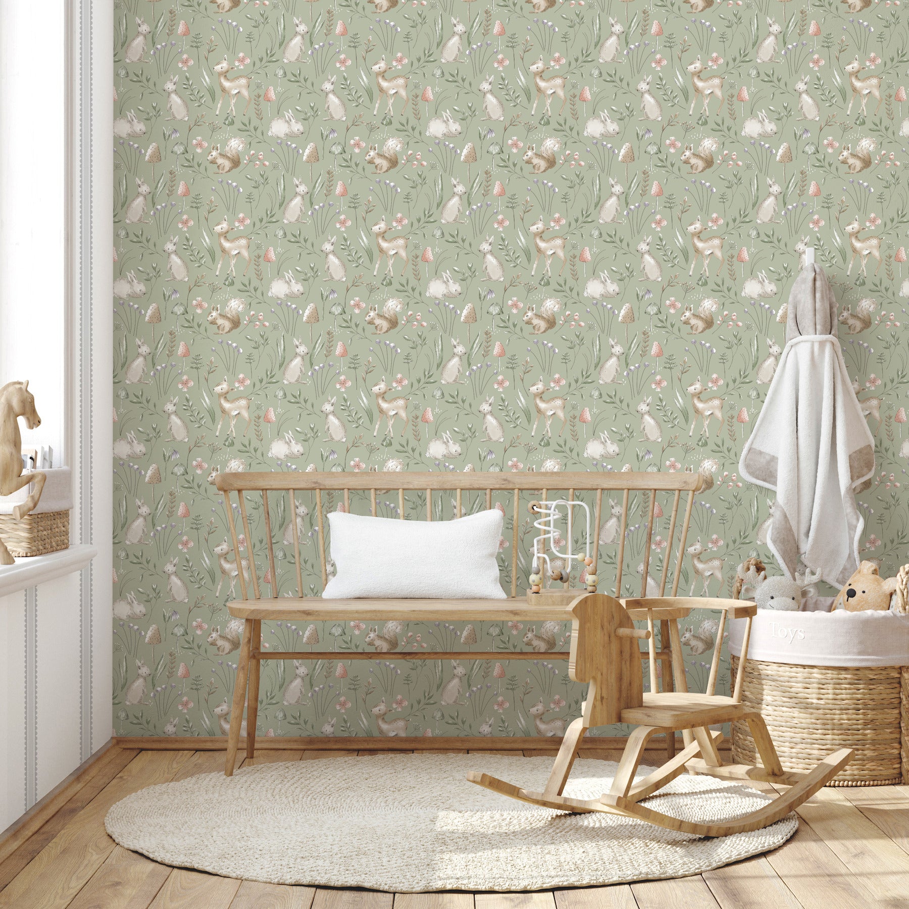 forest-animals-sage-whimsical-wallpaper-york-wallcoverings-4203-27547 - York Wallpaper Wallpaper