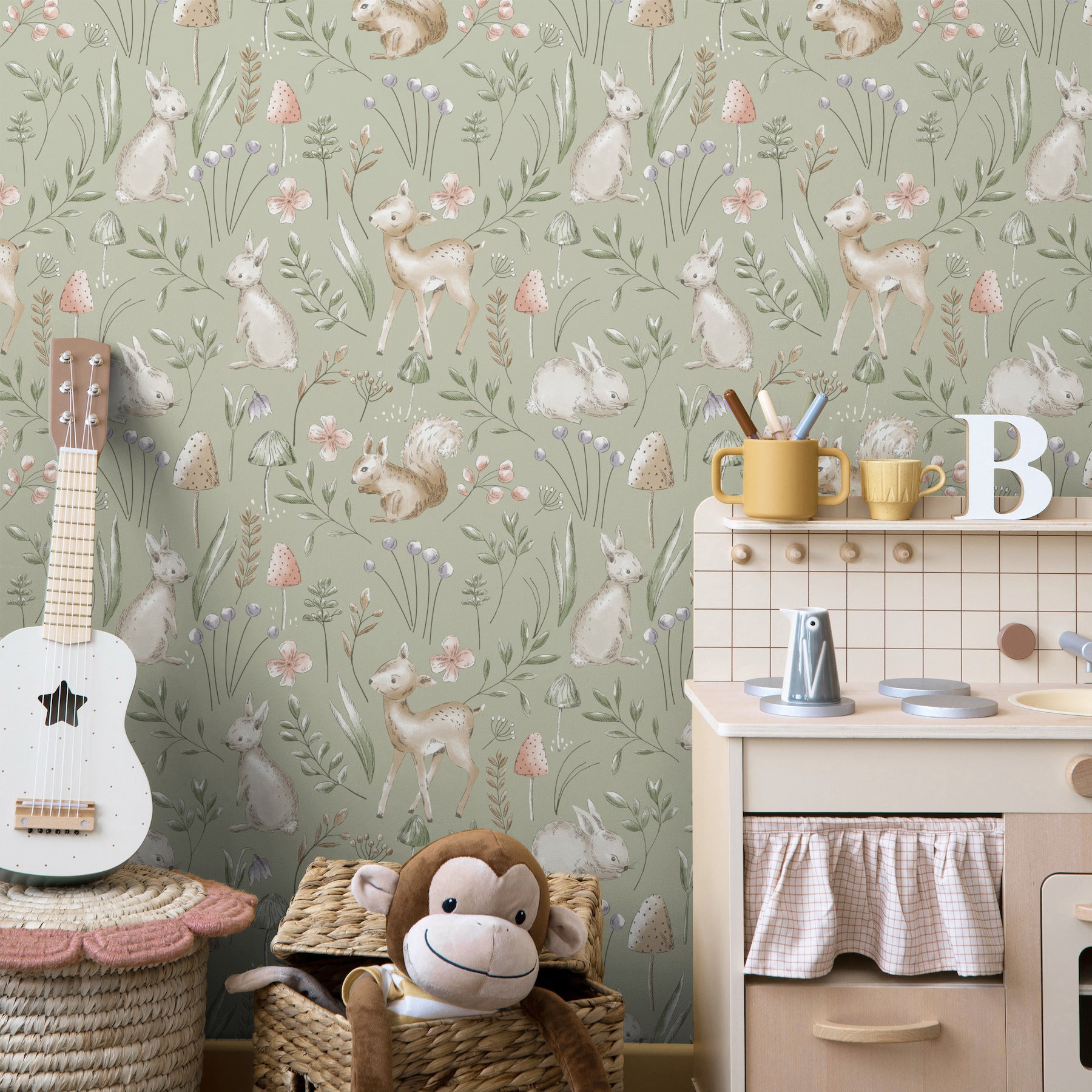 forest-animals-sage-whimsical-wallpaper-york-wallcoverings-4203-27547 - York Wallpaper Wallpaper