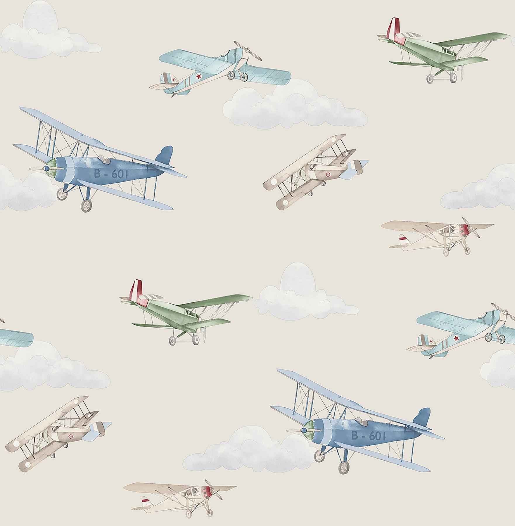 Aeroplanes Beige Skies Wallpaper - York Wallcoverings - 4203-27549