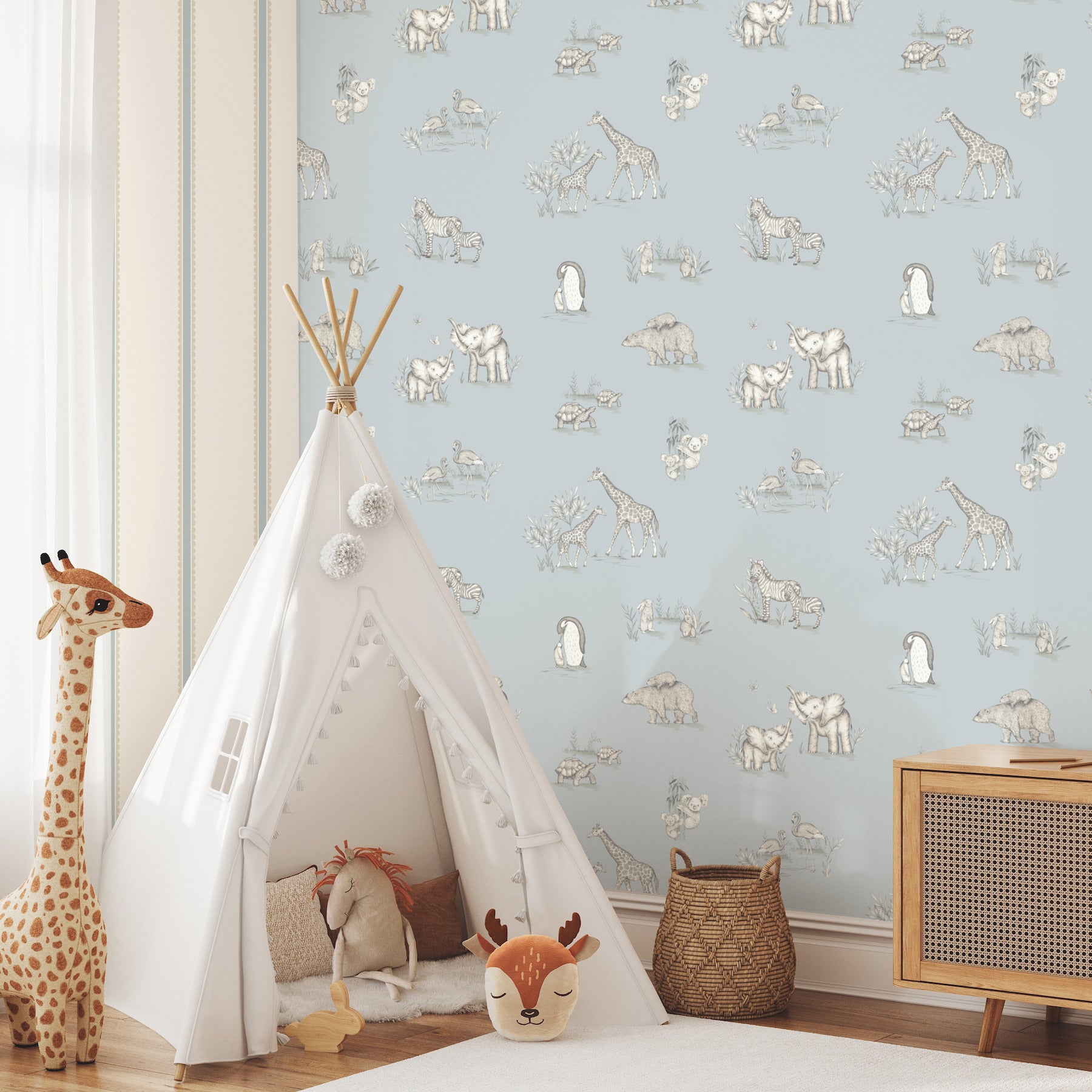 safari-babies-blue-animal-wallpaper-york-wallcoverings-4203-27551 - York Wallcoverings Wallpaper
