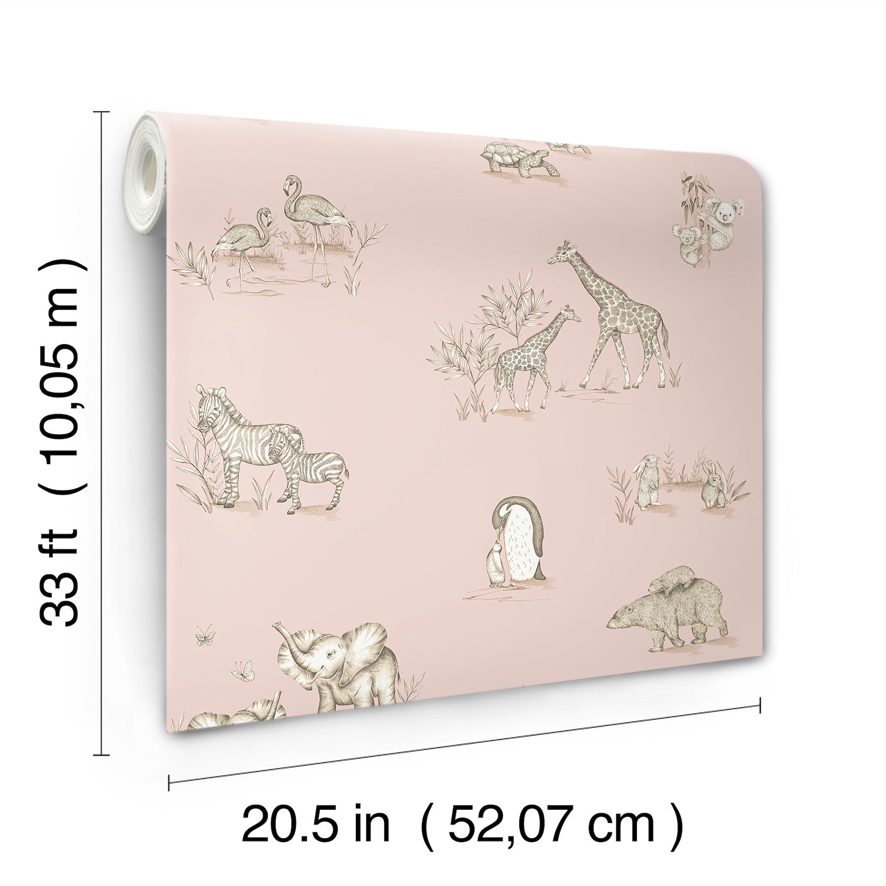 safari-babies-pink-animal-wallpaper-york-wallcoverings-4203-27552 - York Wallcoverings Papel pintado