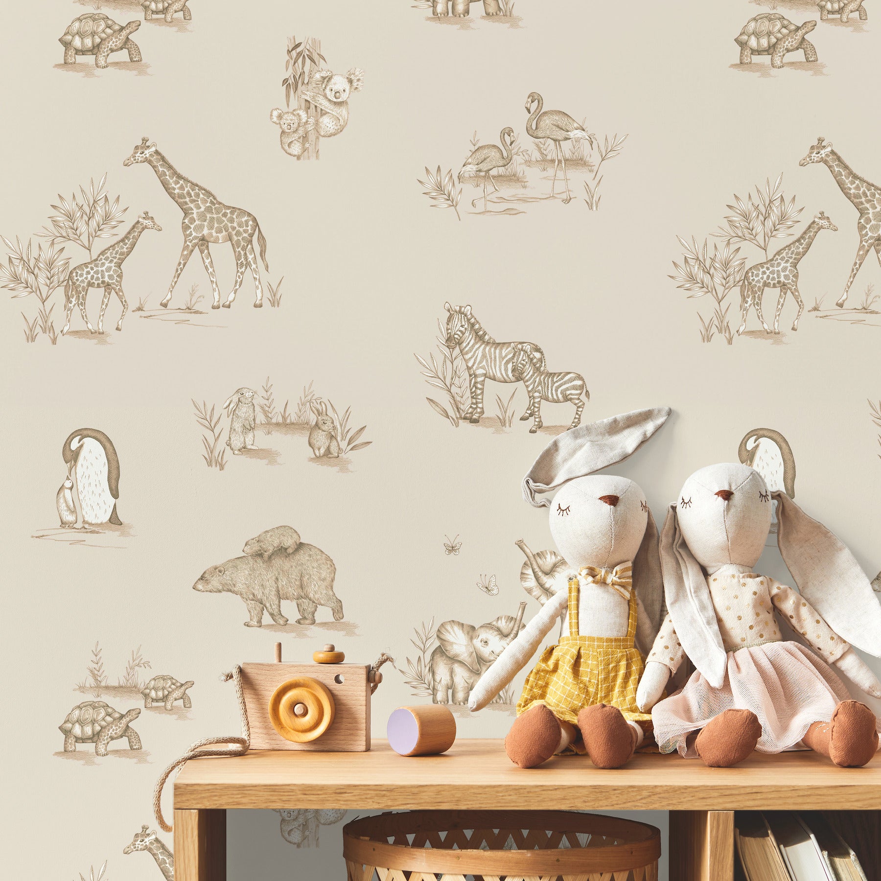 safari-babies-beige-animal-wallpaper-york-wallcoverings-4203-27553 - York Wallcoverings Wallpaper