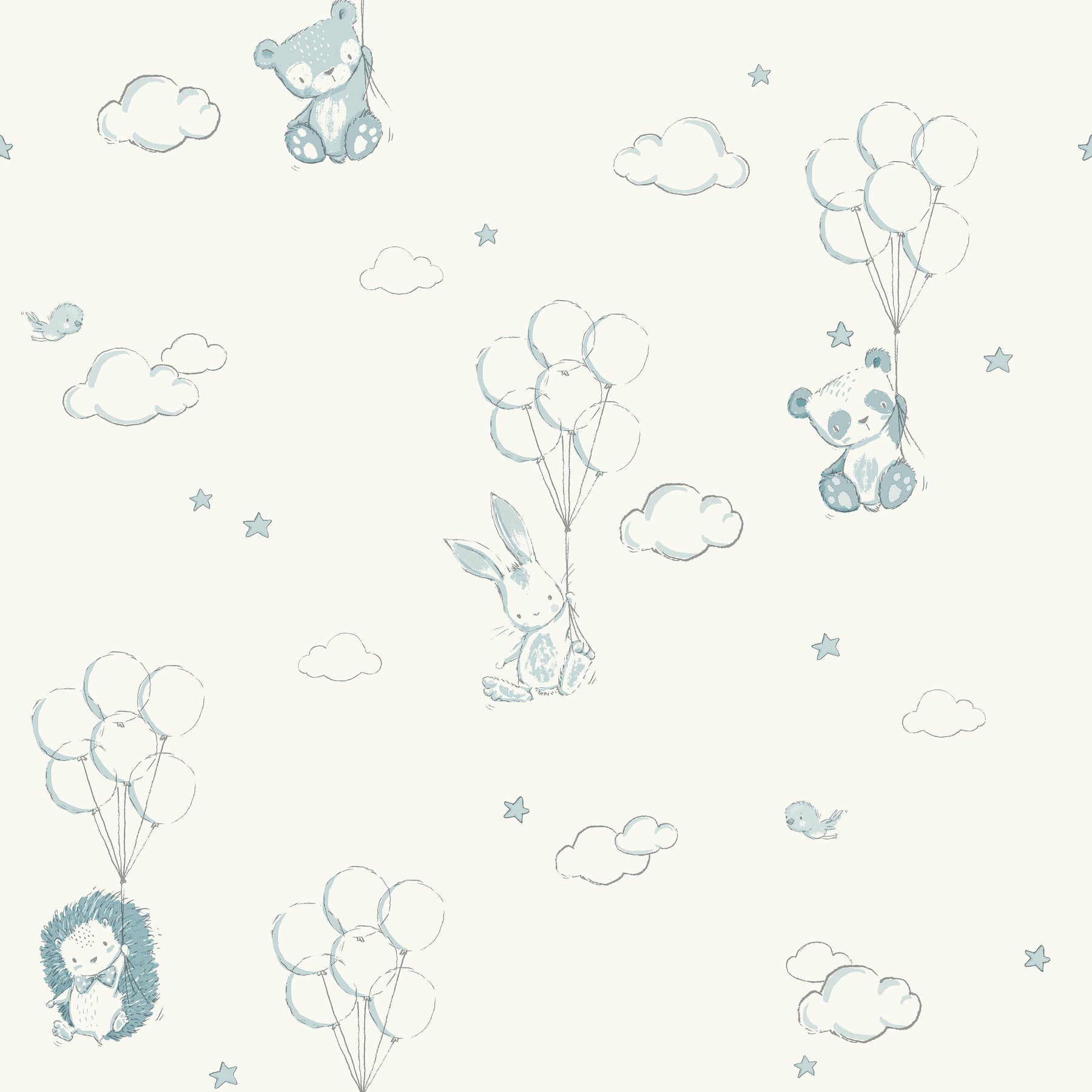 floating-balloons-light-blue-animal-wallpaper-york-wallcoverings-4203-27554 - York Wallpaper Wallpaper