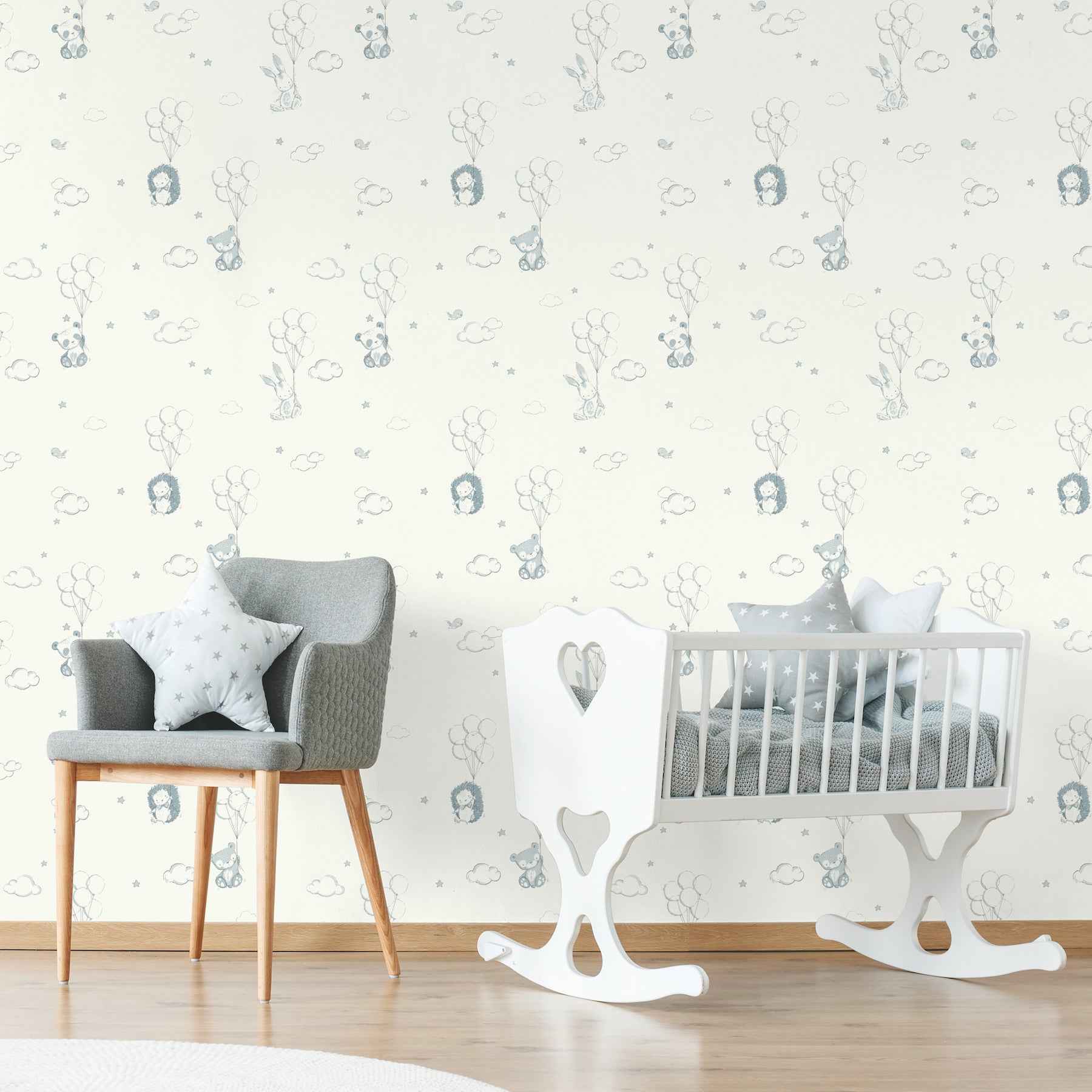 Floating Balloons Light Blue Animal Wallpaper - York Wallcoverings - 4203-27554 - York Wallcoverings Wallpaper
