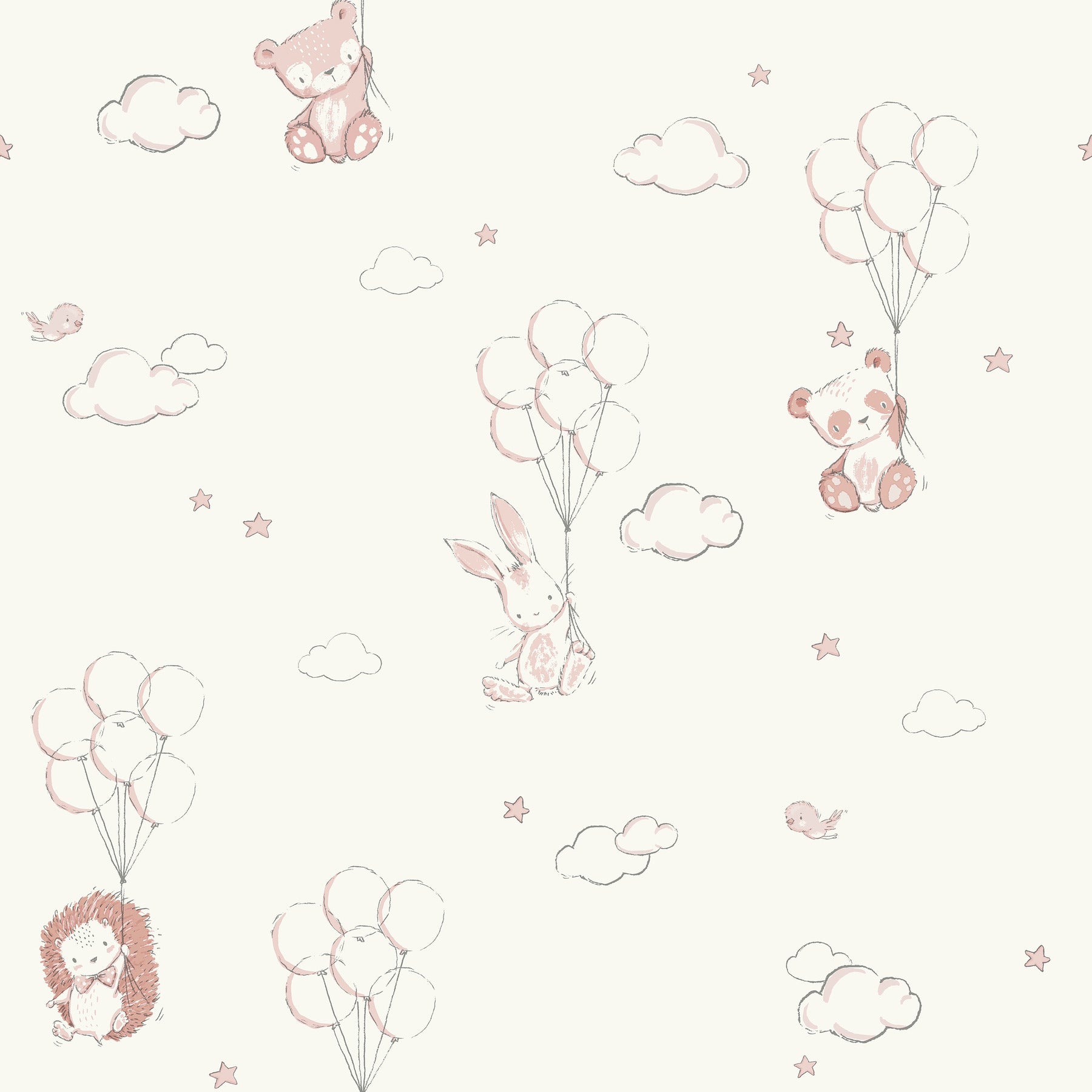 floating-balloons-pink-animal-wallpaper-york-wallcoverings-4203-27555 - York Wallcoverings Papel pintado