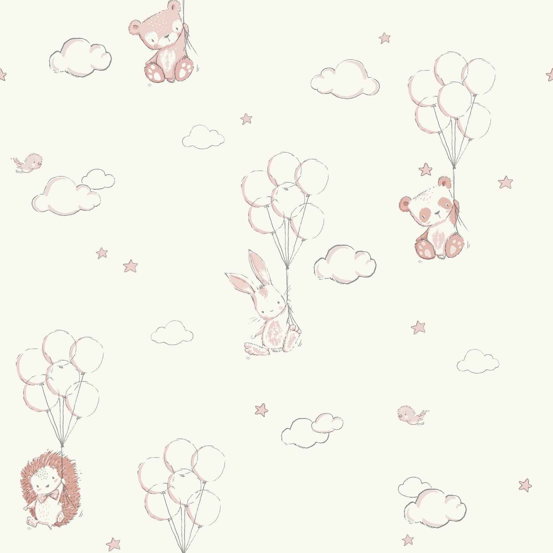 Floating Balloons Pink Animal Wallpaper - York Wallcoverings - 4203-27555 - York Wallcoverings Wallpaper