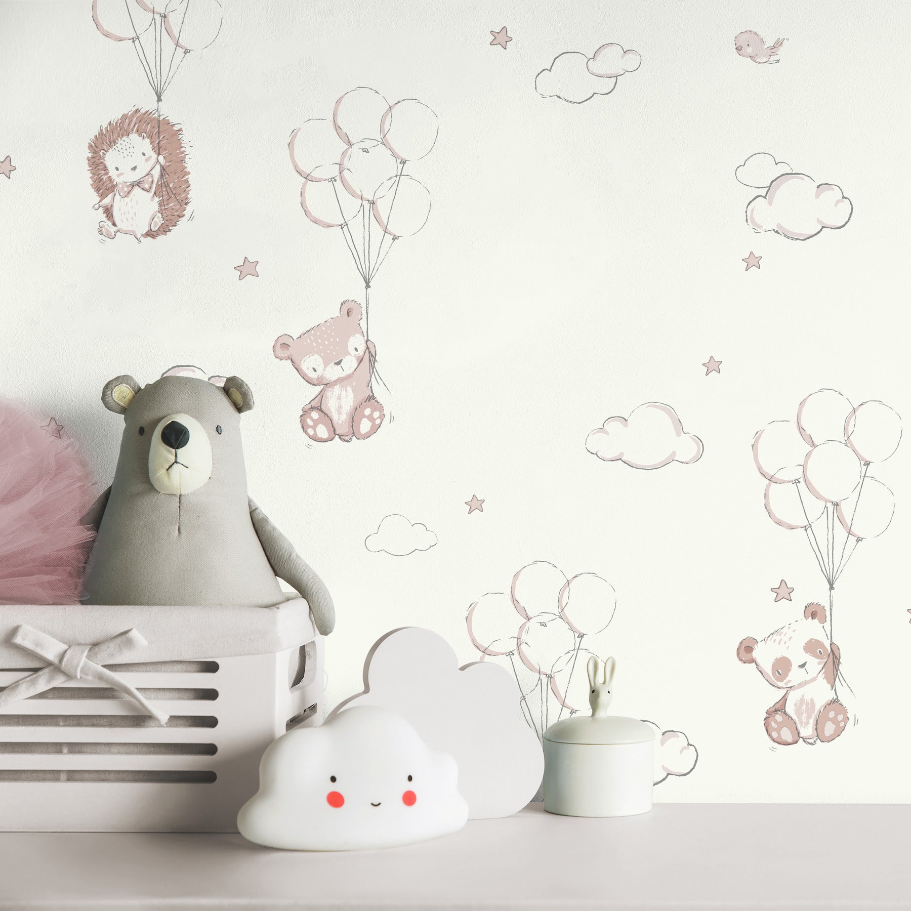 floating-balloons-pink-animal-wallpaper-york-wallcoverings-4203-27555 - York Wallcoverings Papel pintado