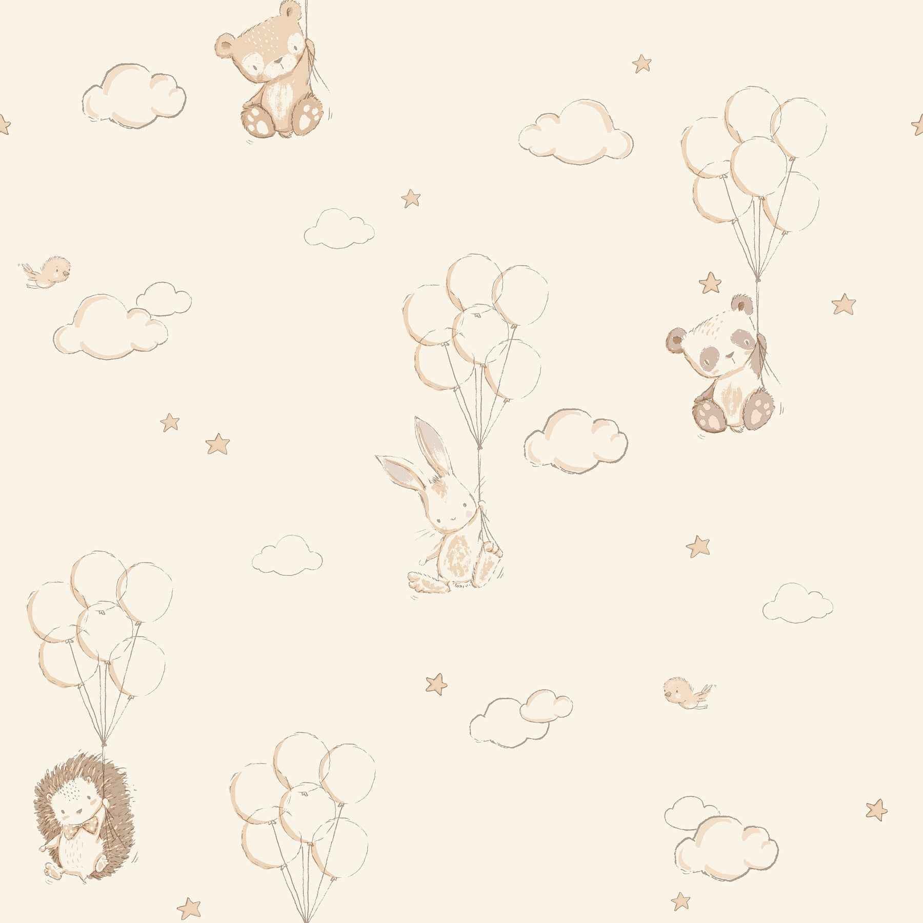 Floating Balloons Light Brown Animal Wallpaper - York Wallcoverings - 4203-27556 - York Wallcoverings Wallpaper