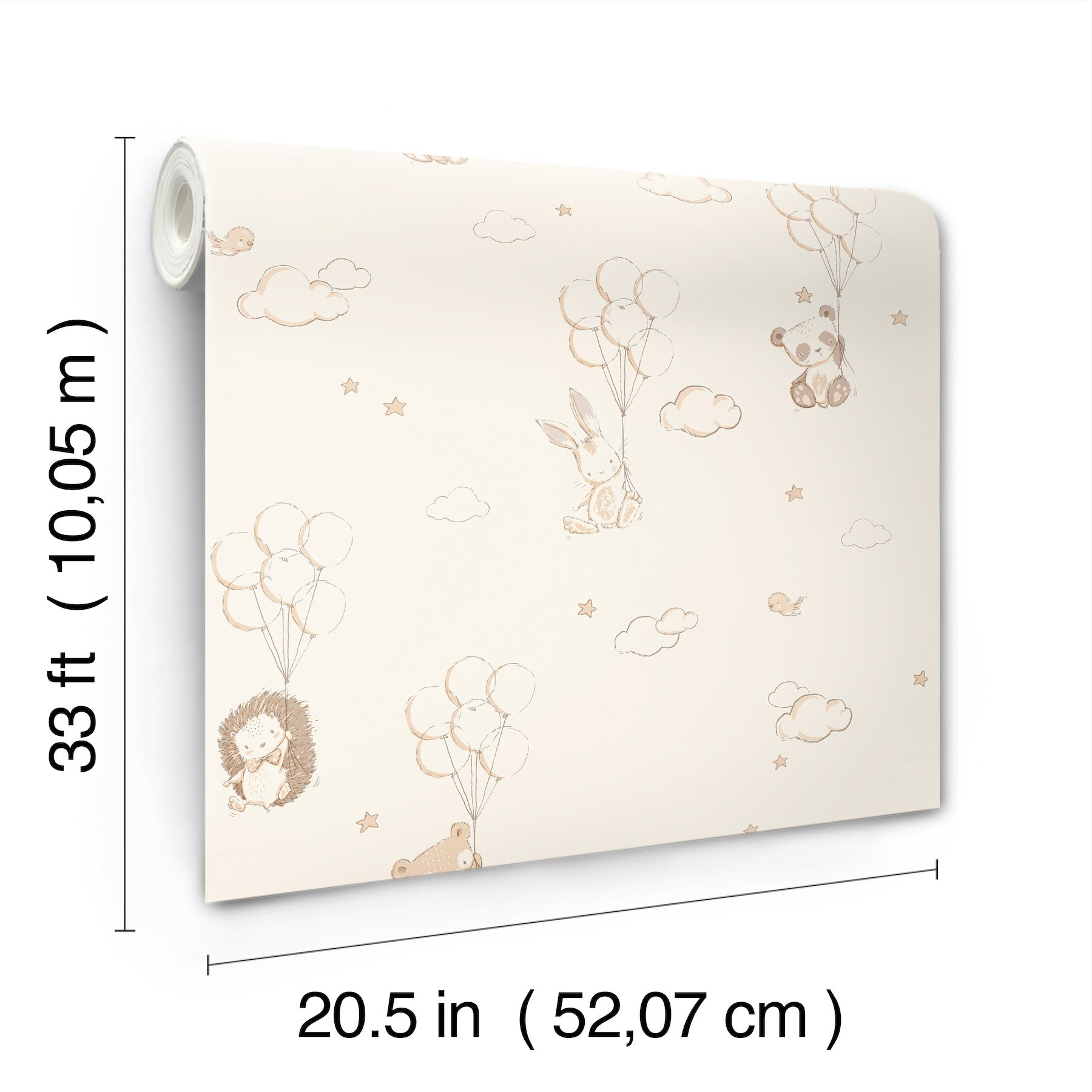 floating-balloons-light-brown-animal-wallpaper-york-wallcoverings-4203-27556 - York Wallcoverings Wallpaper