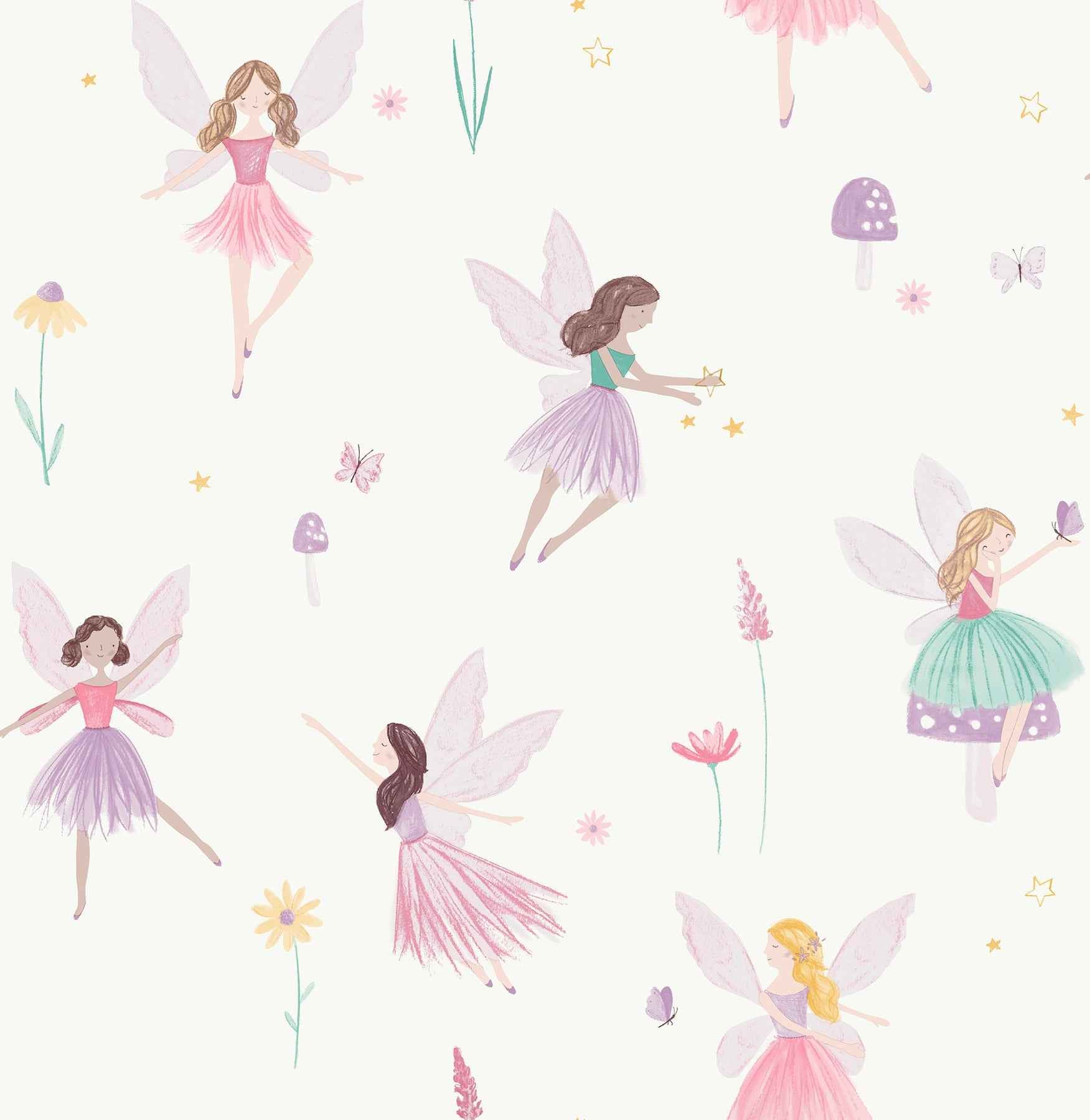 Fairy Friends Pink Enchanting Wallpaper - York Wallcoverings - 4203-27563
