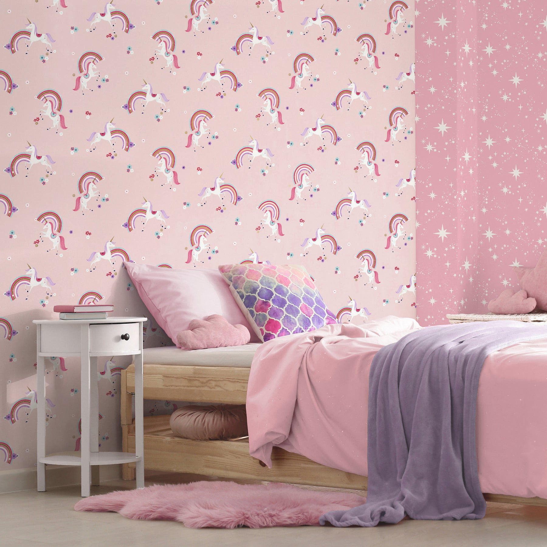 rainbow-unicorn-pink-fantastical-wallpaper-york-wallcoverings-4203-27565 - York Wallcoverings Wallpaper