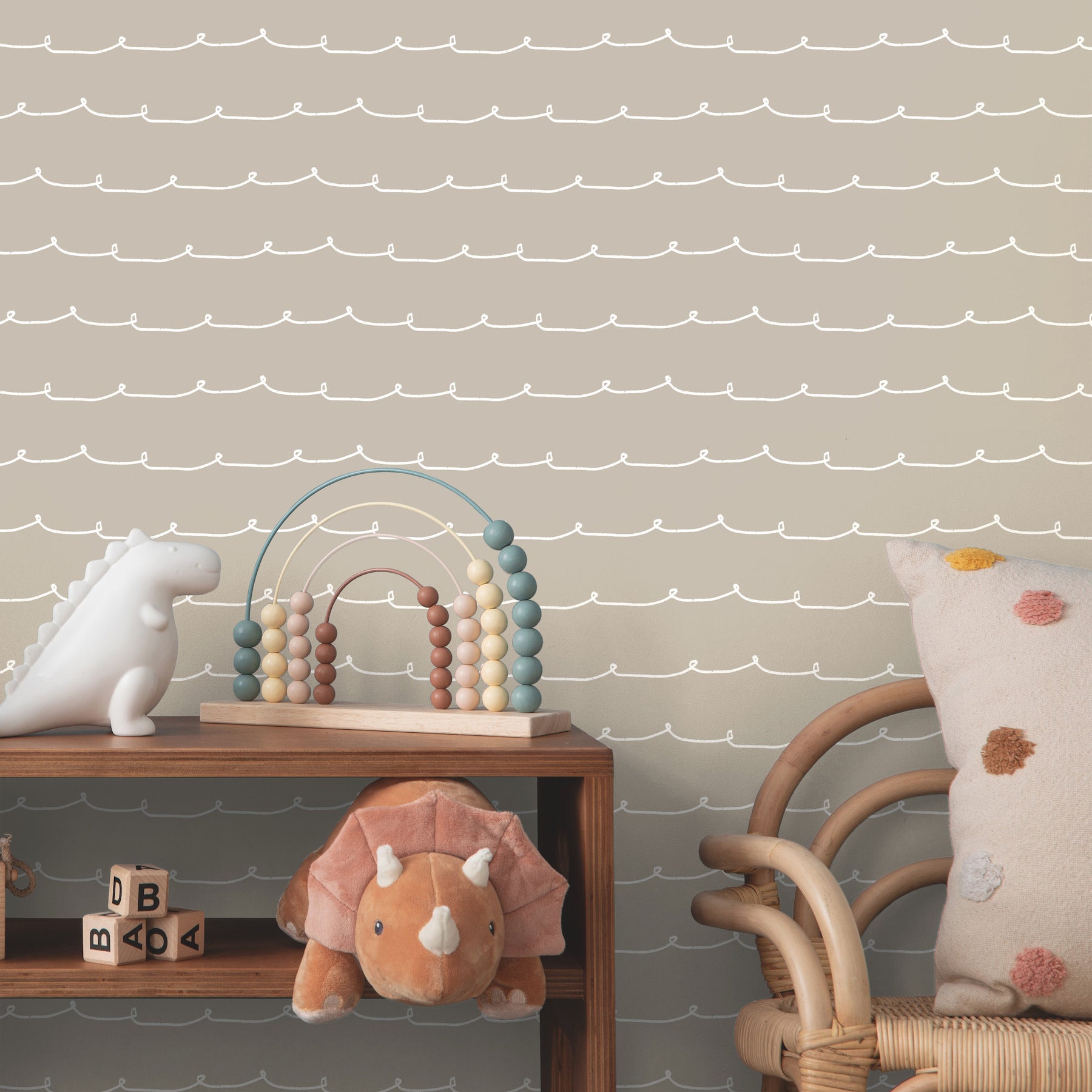 wiggle-line-taupe-stripe-wallpaper-york-wallcoverings-4203-27569 - York Wallpaper Wallpaper