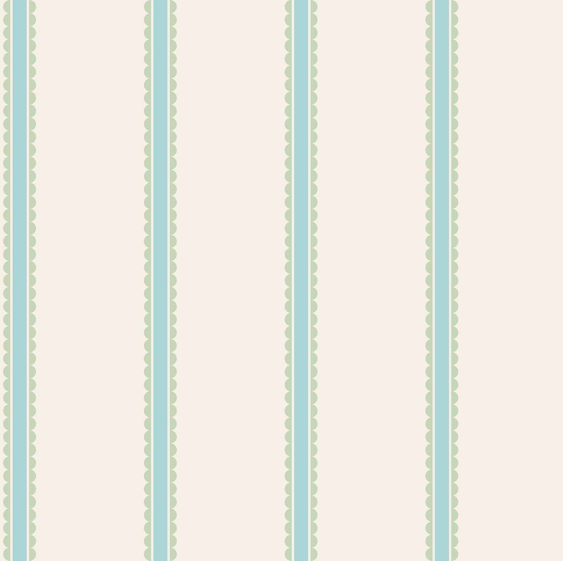 Bobbin Stripe Aqua Scalloped Wallpaper - York Wallcoverings - 4203-27573
