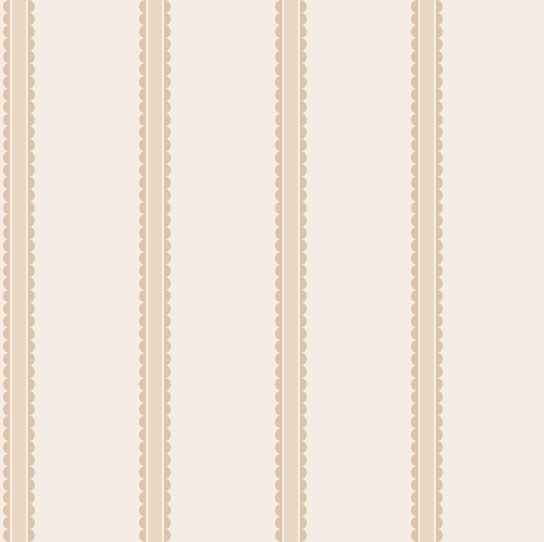 Bobbin Stripe Light Brown Scalloped Wallpaper - York Wallcoverings - 4203-27575