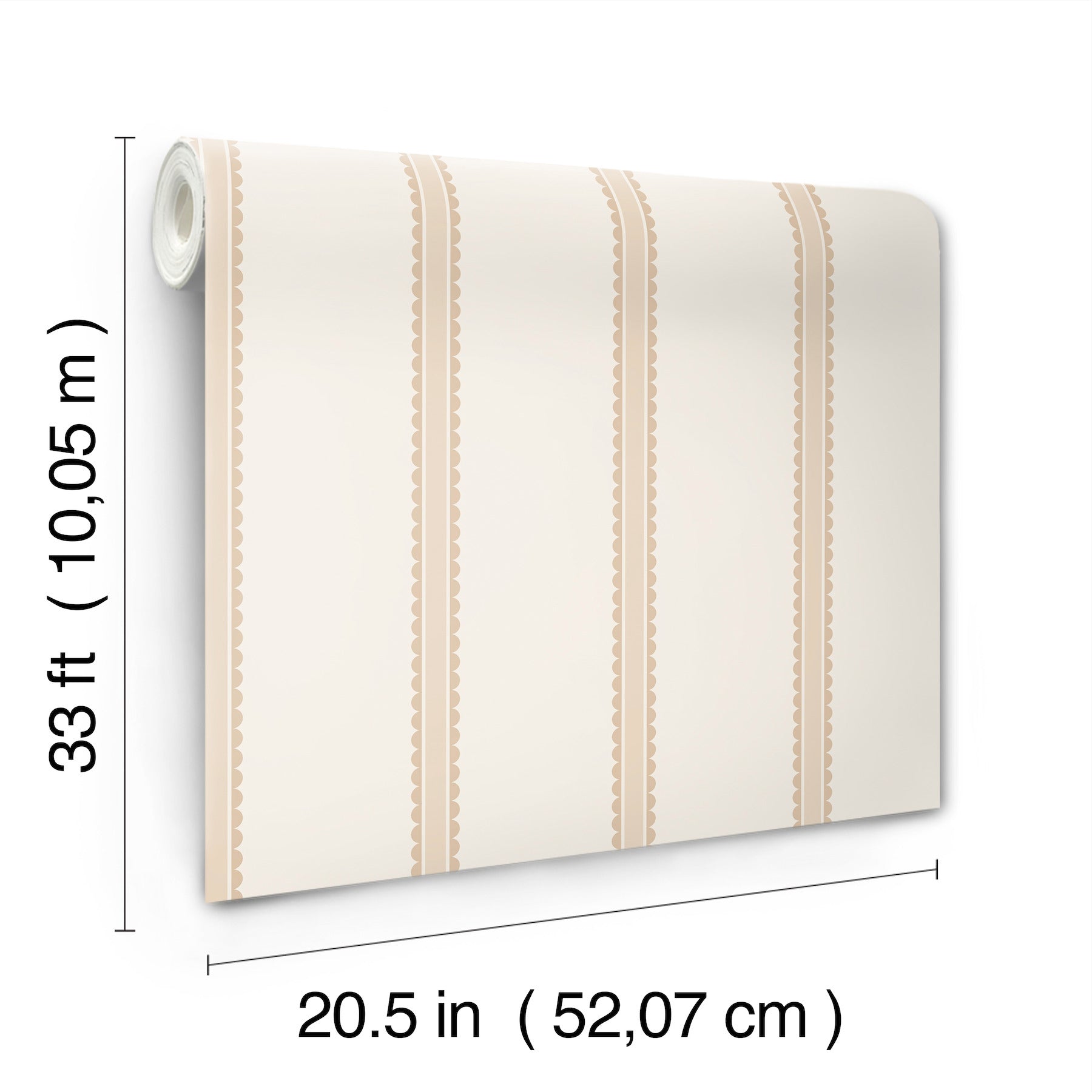 bobbin-stripe-light-brown-scalloped-wallpaper-york-wallcoverings-4203-27575 - York Wallcoverings Papel pintado